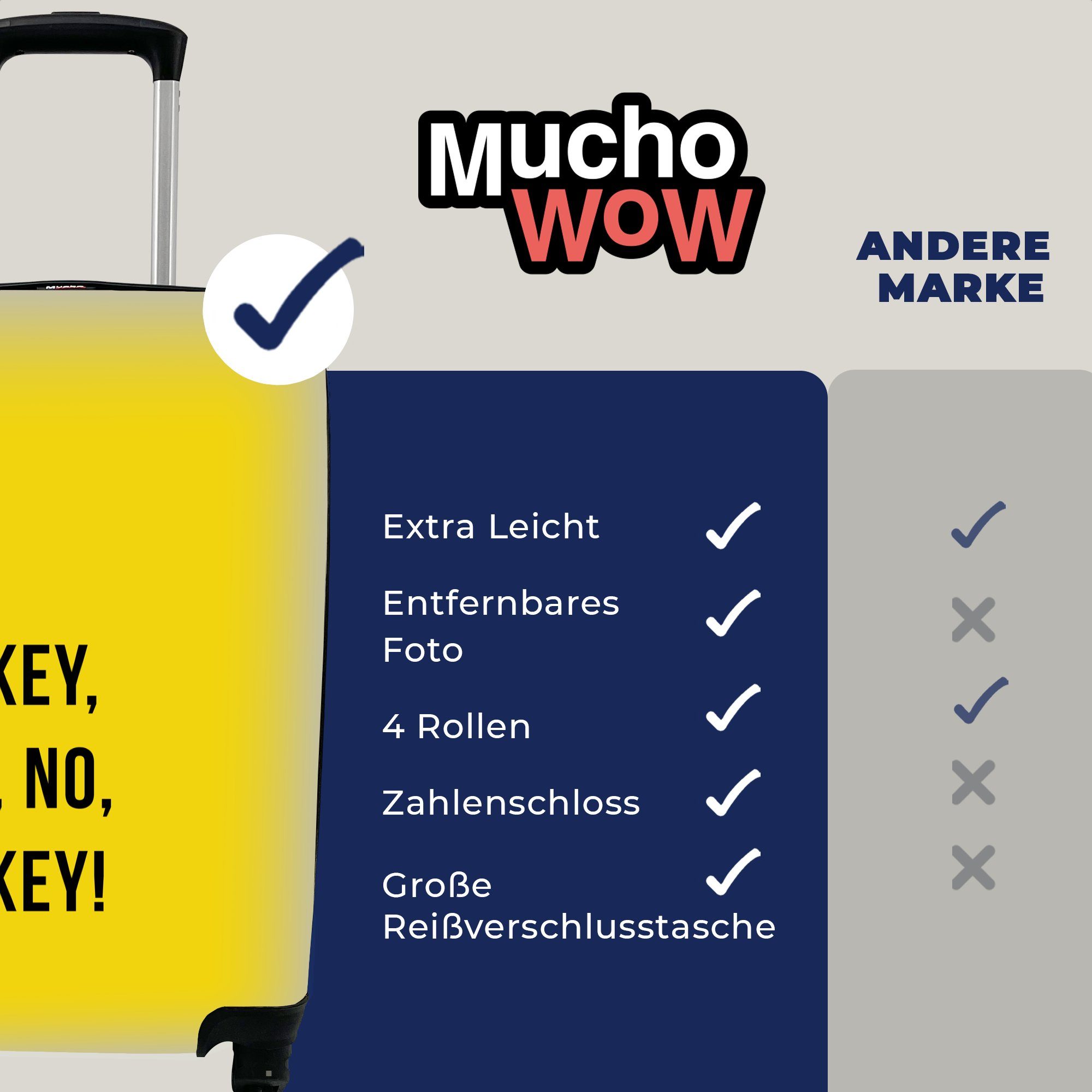Nein Mikey, mit Reisekoffer rollen, nein, Zitate MuchoWow - - für 4 Reisetasche Ferien, Handgepäck Gelb, nein, Rollen, Mikey! Handgepäckkoffer Trolley,