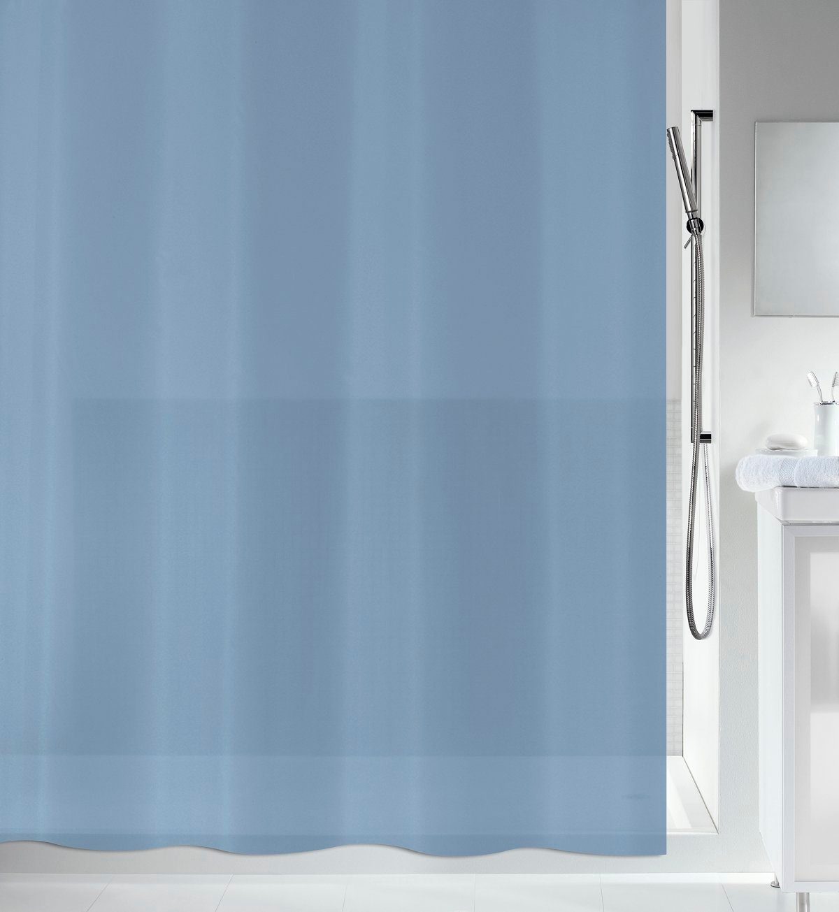Duschvorhang BIO Breite 180 cm, Anti-Schimmel Plastik-Duschvorhang, PEVA, 180x200 cm, 100% wasserdicht, waschbar, graublau