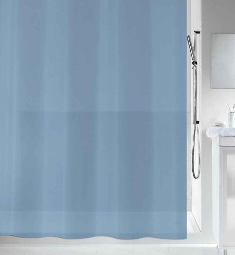 spirella Duschvorhang BIO Breite 180 cm, Anti-Schimmel Plastik-Duschvorhang, PEVA, 180x200 cm, 100% wasserdicht, waschbar, graublau