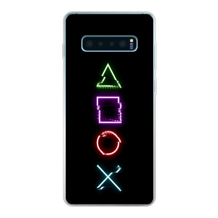 MuchoWow Handyhülle Spiele - Controller - Neon Phone Case Handyhülle Samsung Galaxy S10+ Silikon Schutzhülle