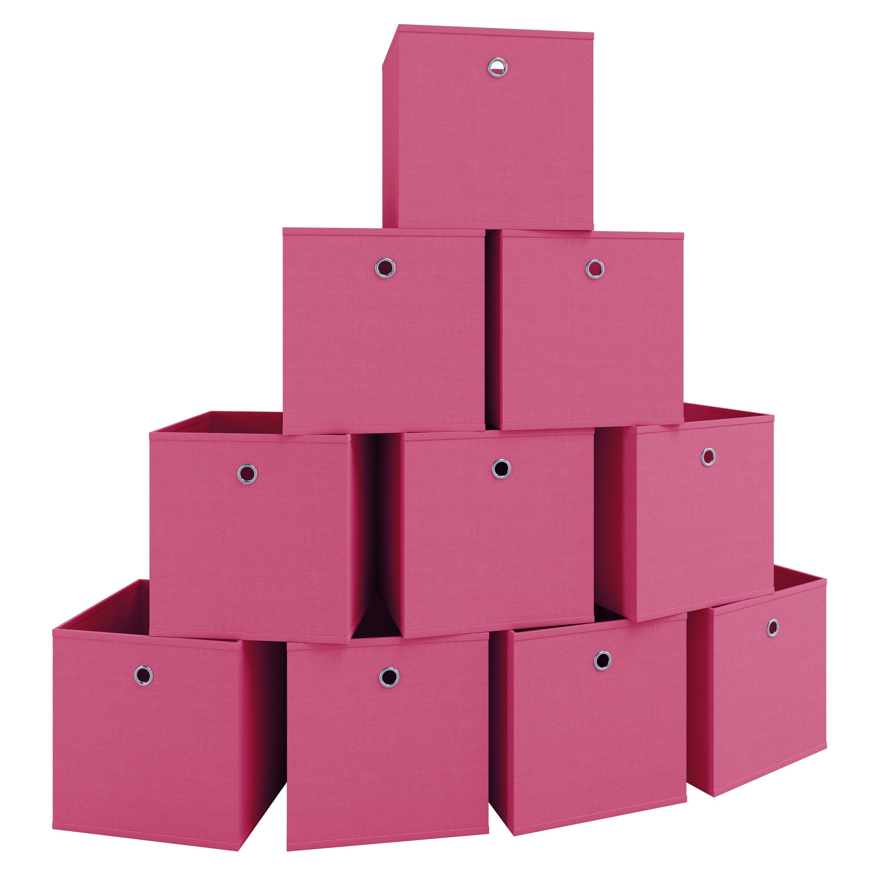 VCM Faltbox Boxas Stoffbox 10er Set B. 27 x T. 27 x H. 28 cm (Spar-Set, 10), Flexibler Helfer beim Aufräumen, Diele oder Kleiderschrank, 10 Fächer