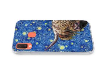 MuchoWow Handyhülle Sternennacht - Van Gogh - Schottischer Highlander, Handyhülle Samsung Galaxy A20e, Smartphone-Bumper, Print, Handy