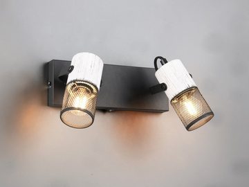 meineWunschleuchte LED Wandstrahler, Dimmfunktion, LED wechselbar, Warmweiß, Wand-lampe innen mit Schalter & Holz, Nachttisch-lampe, Breite 26cm