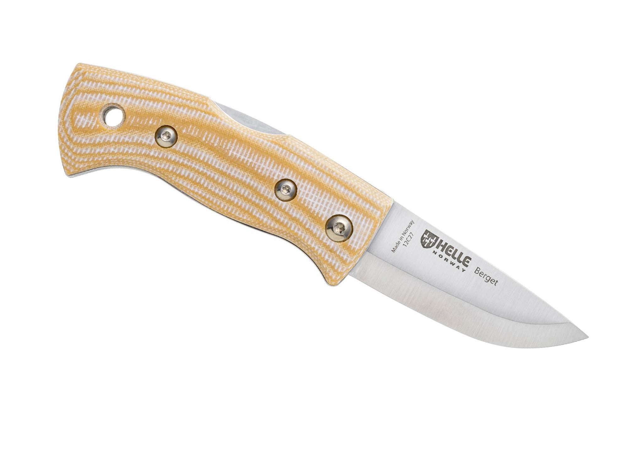 Helle Taschenmesser Helle Berget 12C27 Beige Canvas Micarta