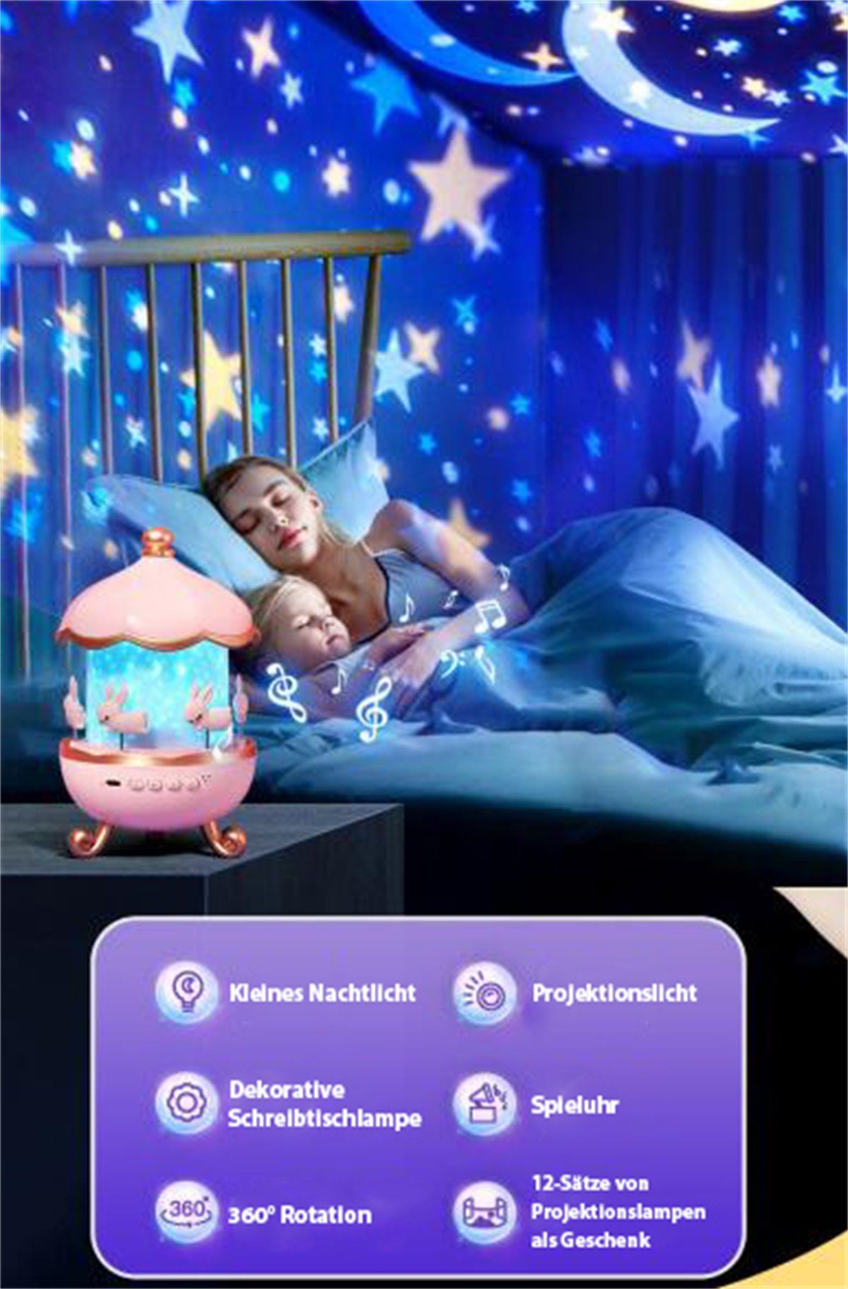 LED carefully Sternenhimmel-Lichtspielzeug selected Nachtlicht Spieluhr, rotierende LED-Nachtlicht,
