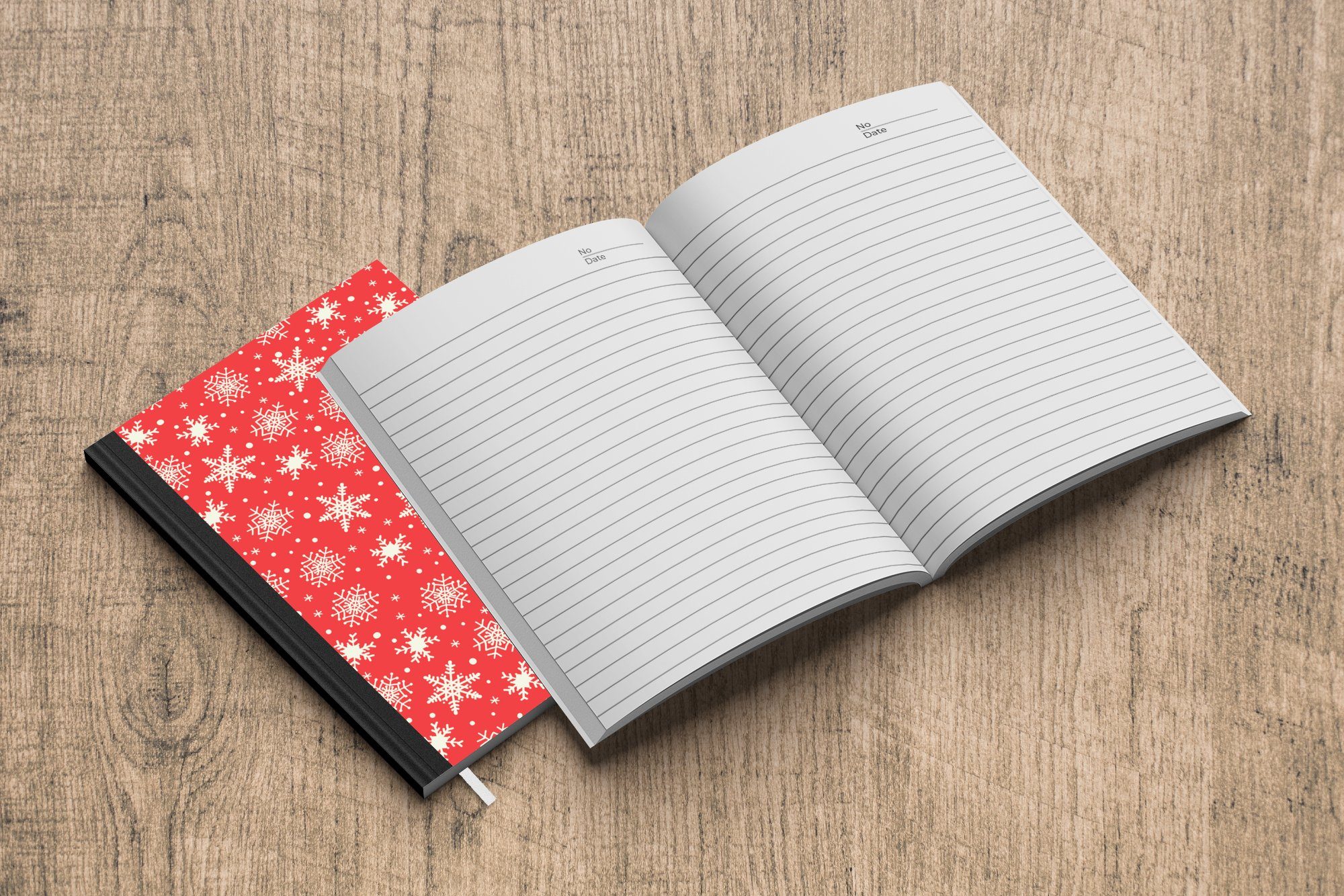 Schneeflocke Seiten, Notizheft, - Weiß, - Notizbuch - Journal, Muster Rot Merkzettel, Haushaltsbuch Tagebuch, - 98 MuchoWow A5, Weihnachten