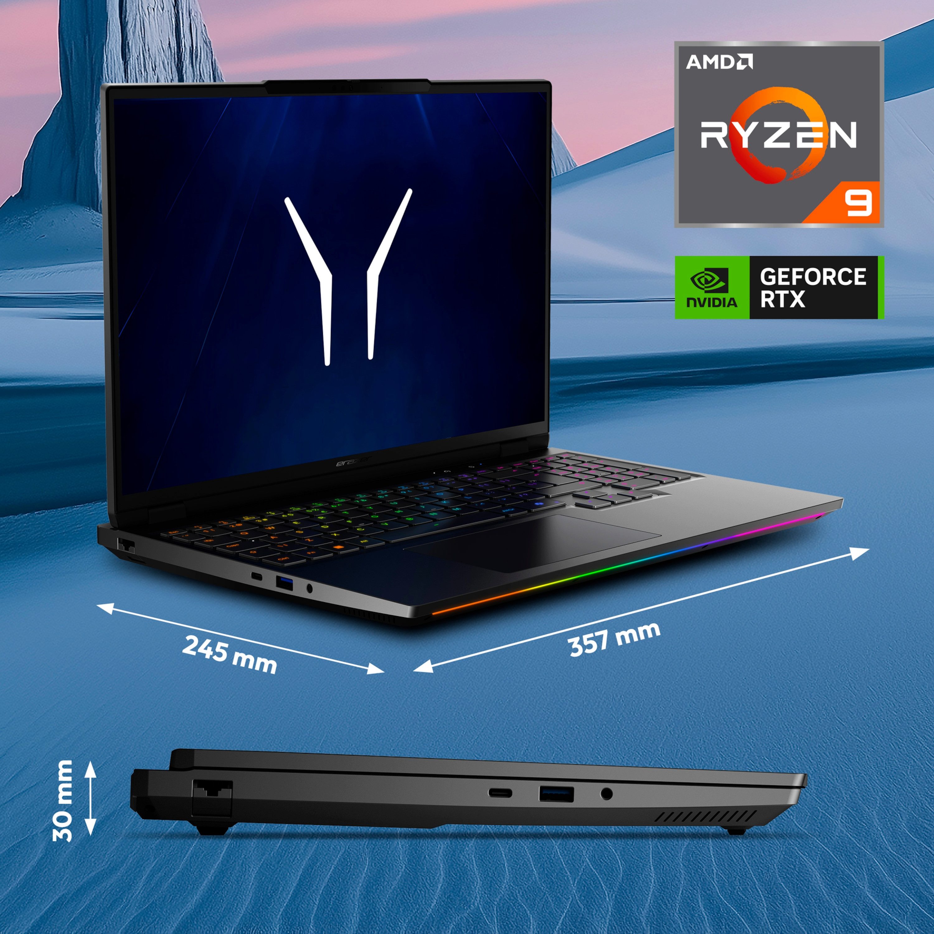 ERAZER 40,6 cm (16) Gaming Laptop ERAZER Beast 16 X15 Ultimate (MD600068) Gaming-Notebook (40.6 cm/16 Zoll, AMD AMD Ryzen 9 Ryzen 9 9955HX, NVIDIA GeForce RTX 5090, 32 GB, 1000 GB SSD)