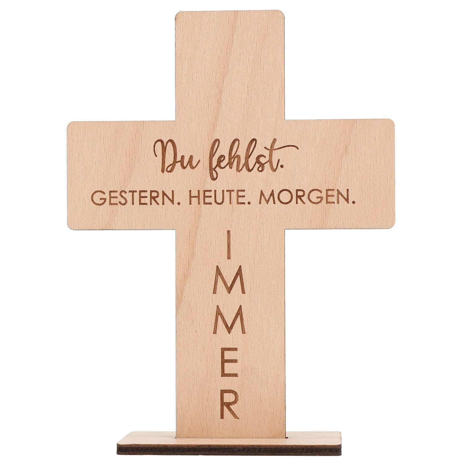 Spruchreif® Dekoobjekt Holzkreuz mit Gravur, Christliche Geschenk, Trauergeschenk