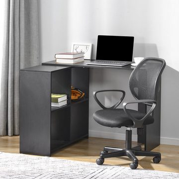 SOFTWEARY Eckschreibtisch Schreibtisch mit Regalen, Bürotisch, Computertisch, PC Tisch, L-förmig