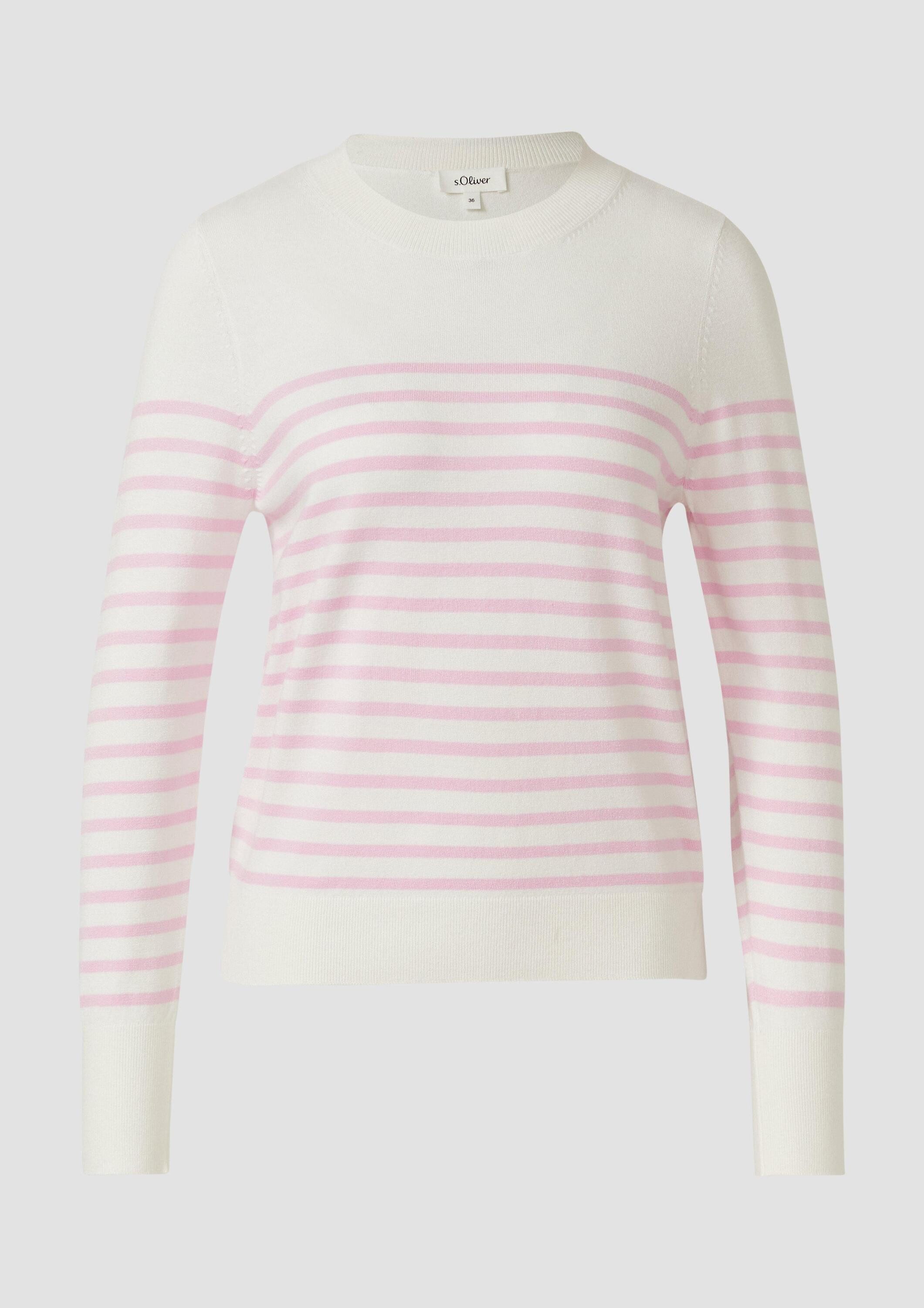 s.Oliver Longpullover Strickpullover Gestreifter Pullover aus Viskosemix