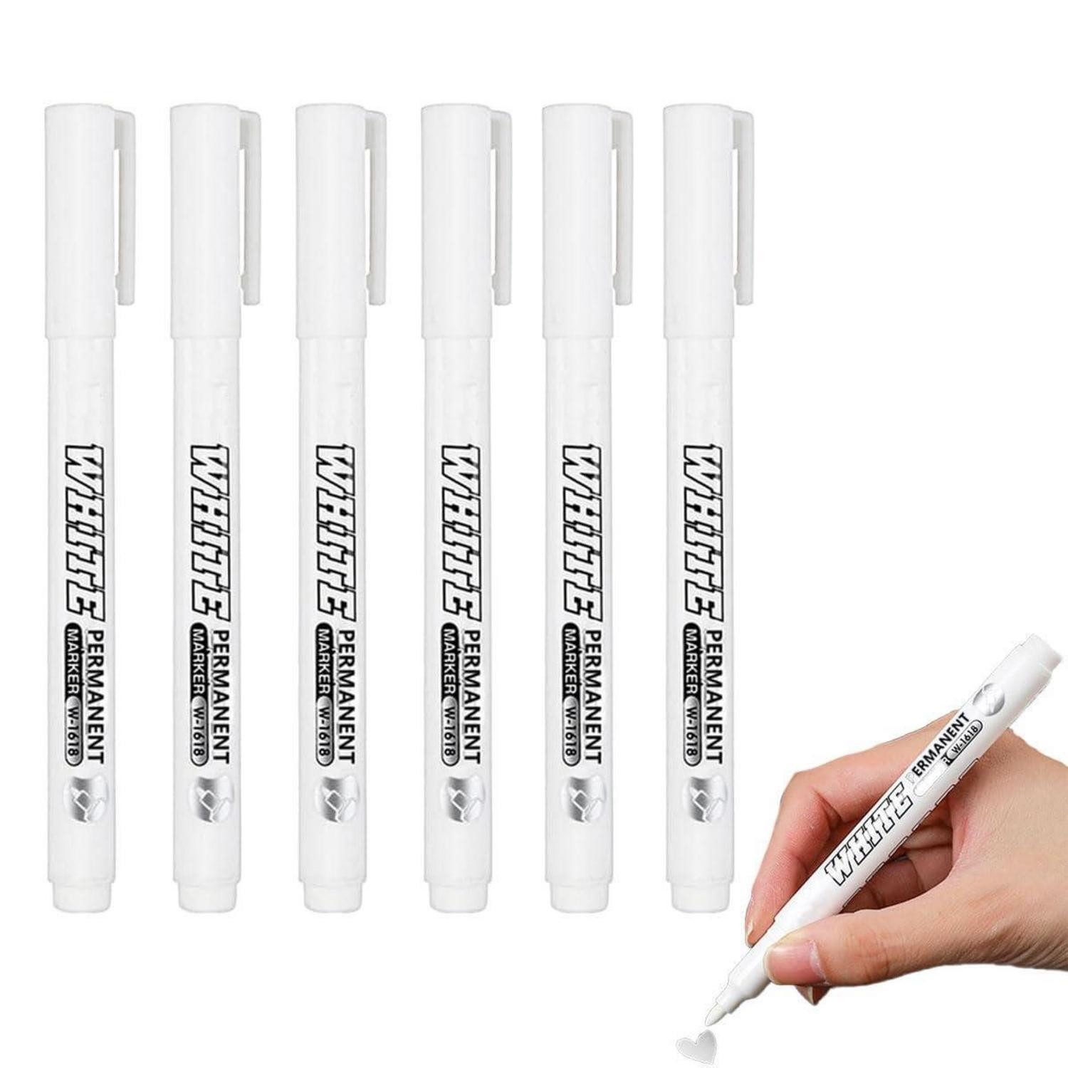 LuxusKollektion Permanentmarker Acrylstifte weiß, 6er Set Schnelltrocknend