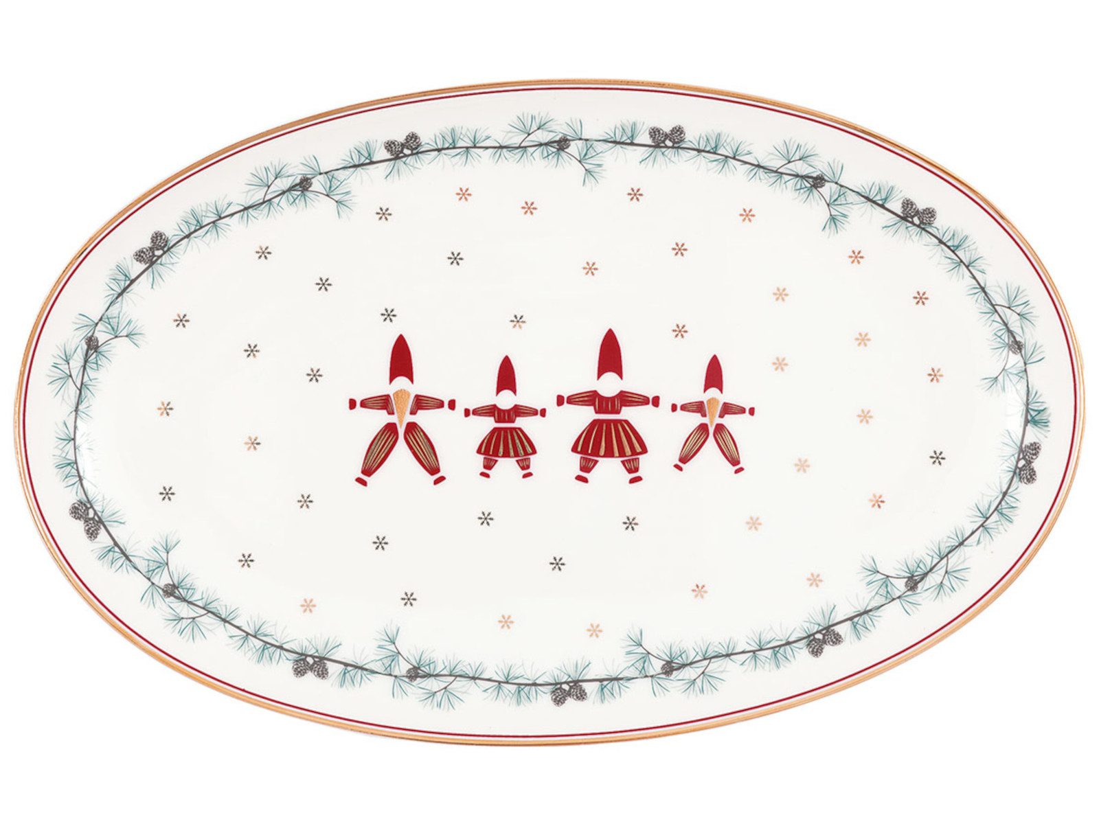 Greengate Servierplatte Juana Servierplatte oval small white 15x24cm, Steingut, (Servierplatten)