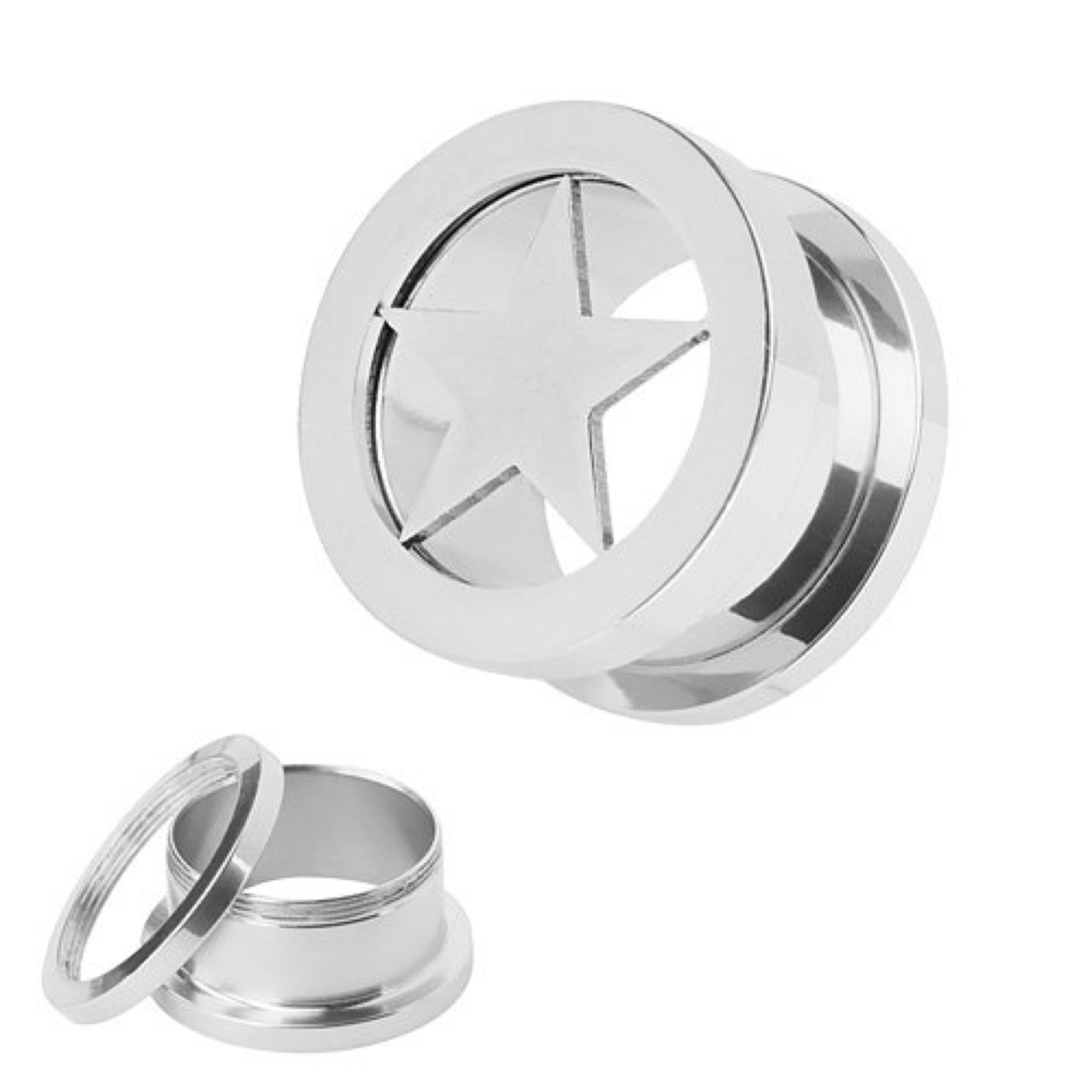 Taffstyle Plug Piercing Schraubverschluss mit Stern Star Inlay, Flesh Tunne günstig online kaufen