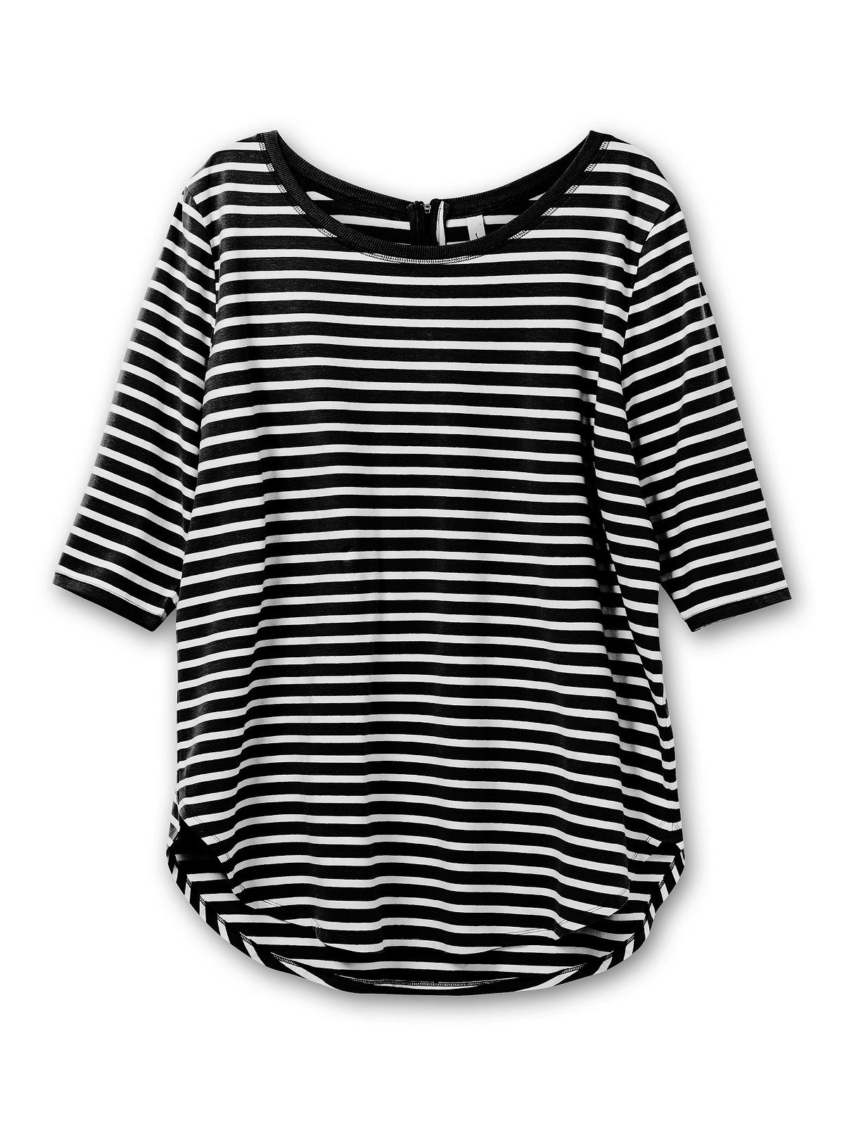 Sheego Longshirt Große Größen mit Streifen und Nacken-Reißverschluss