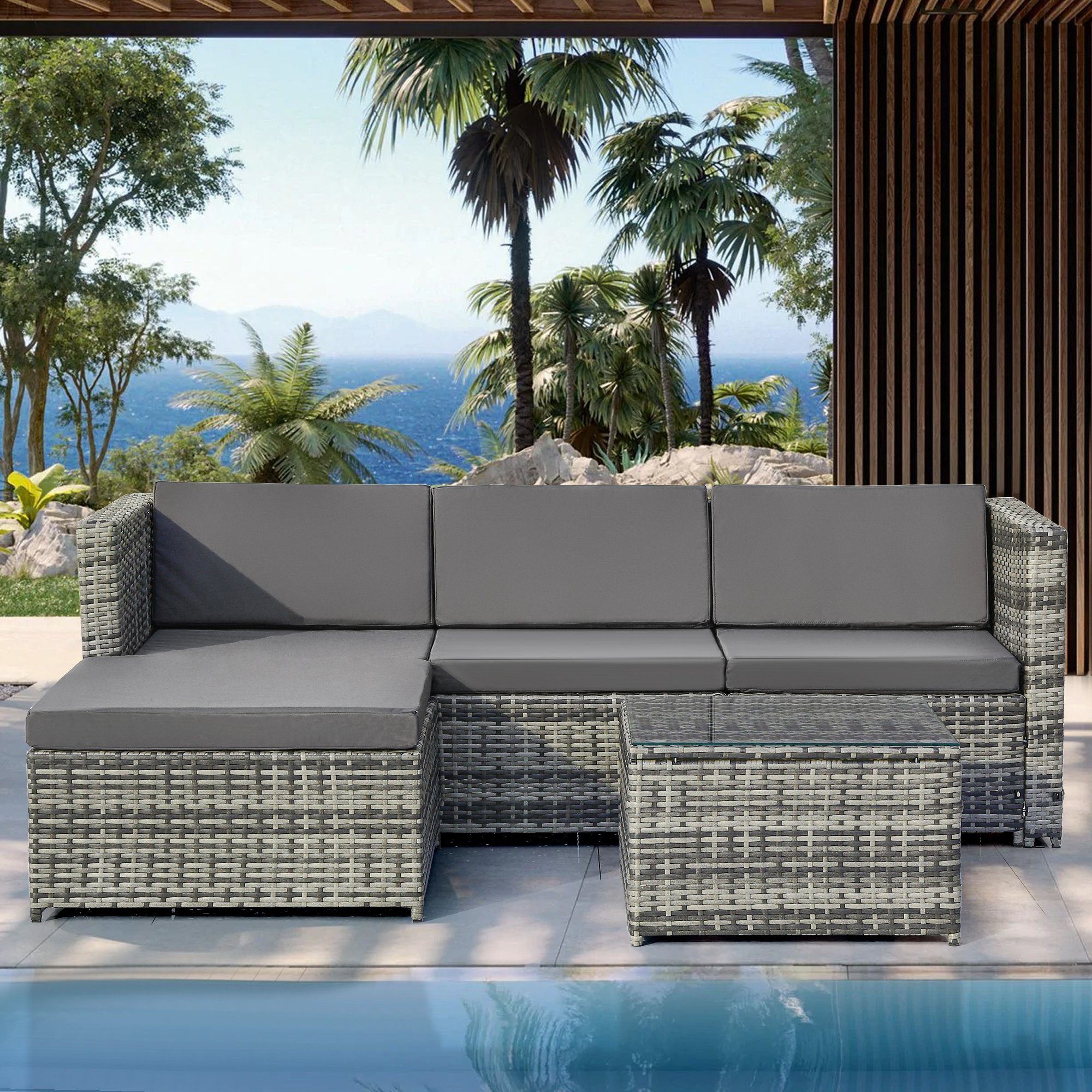 Merax GartenloungeSet Hanoi, (5tlg), 5teilig Gartenmöbel Set aus