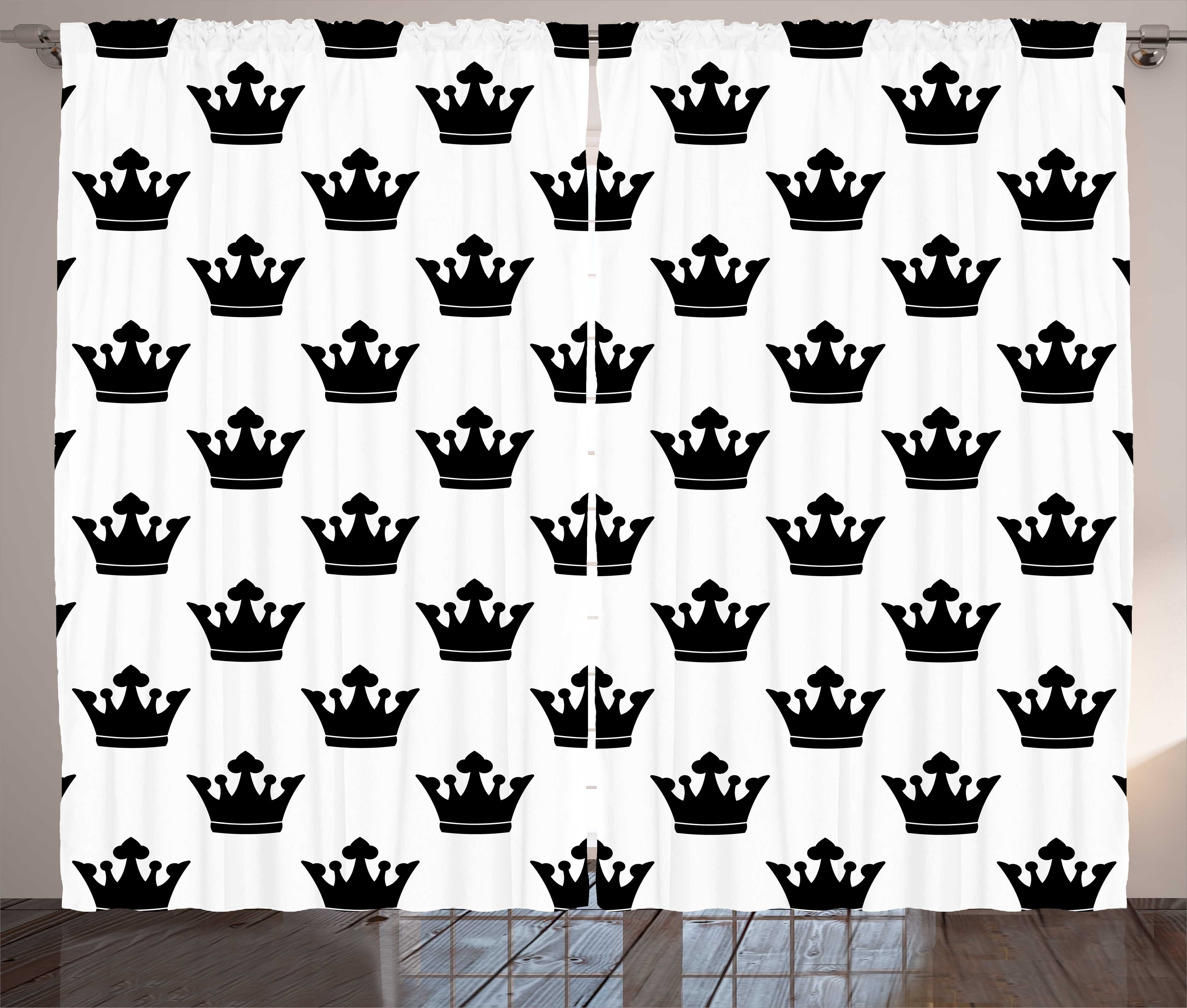 Gardine Schlafzimmer Kräuselband Vorhang mit Schlaufen und Haken, Abakuhaus, Krone Autorität Führer König Symbol