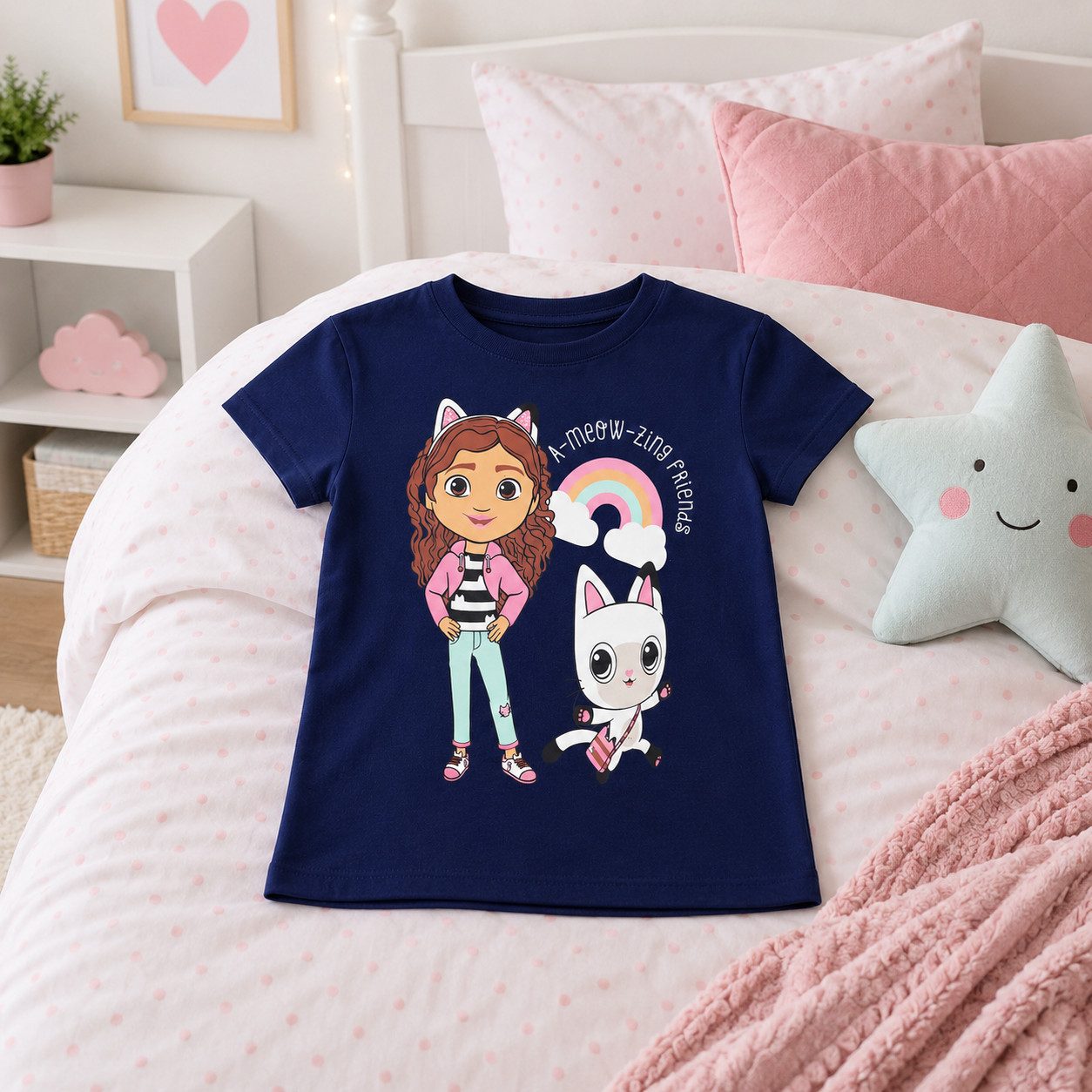 Gabby's Dollhouse Print-Shirt Netflix Gabbys Dollhouse Mädchen Kinder T-Shirt Shirt 100% Baumwolle Gr. 92 bis 104