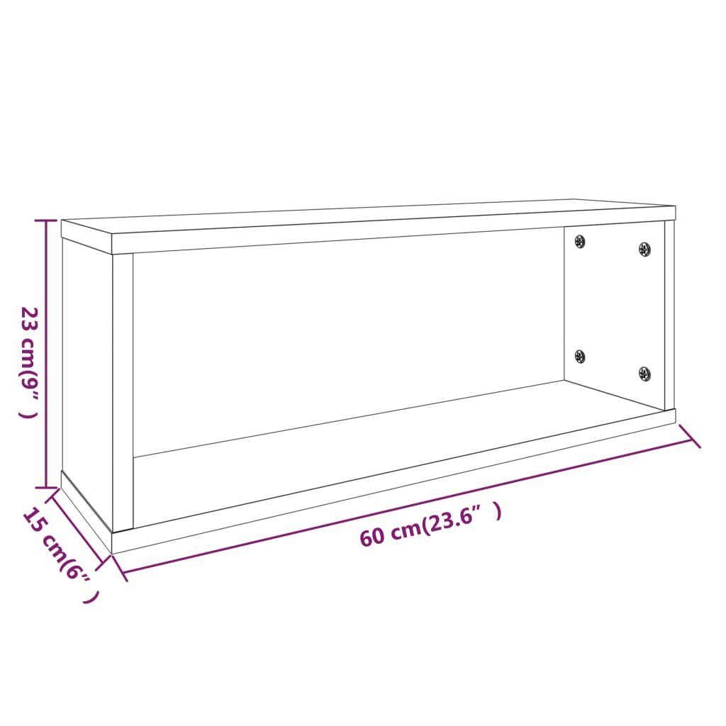 Räuchereiche 60x15x23 Wandregal 2 Würfelregale furnicato cm Stk. Holzwerkstoff