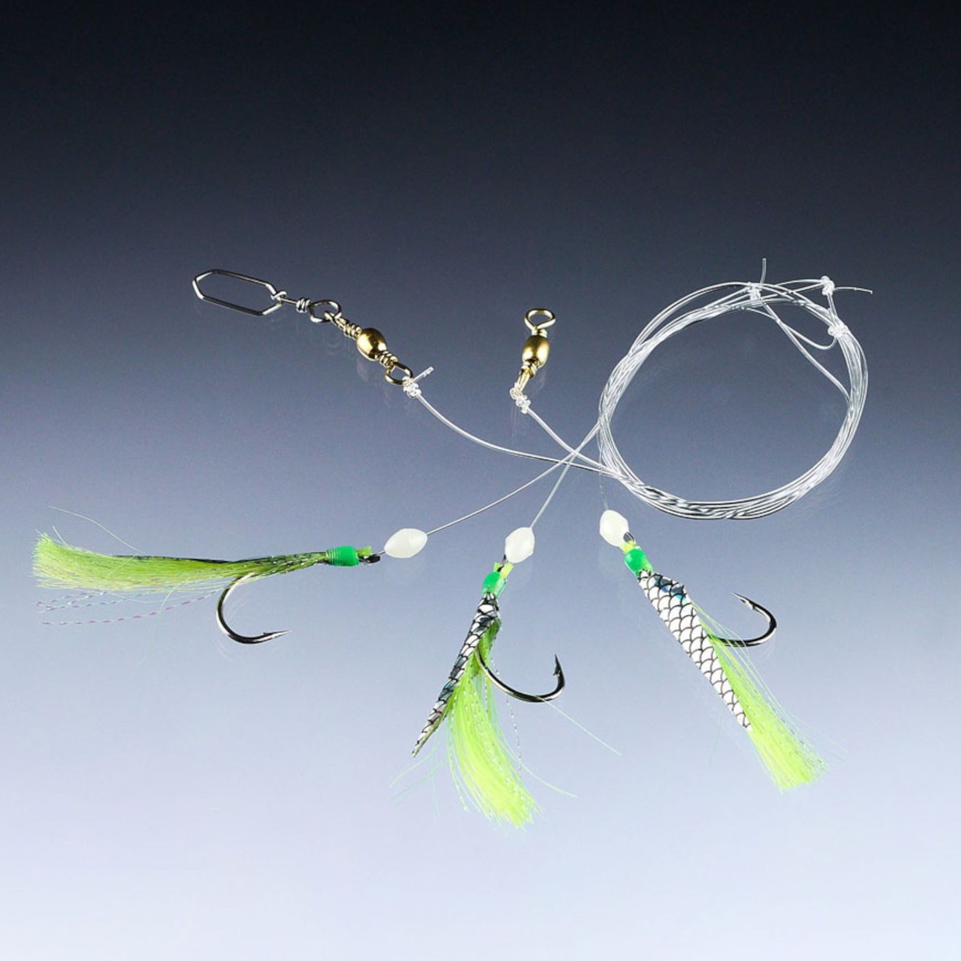 Kunstköder Makrelenvorfach gelb reflex, 1,80m, 0,40/0,60mm, Hakengröße 1