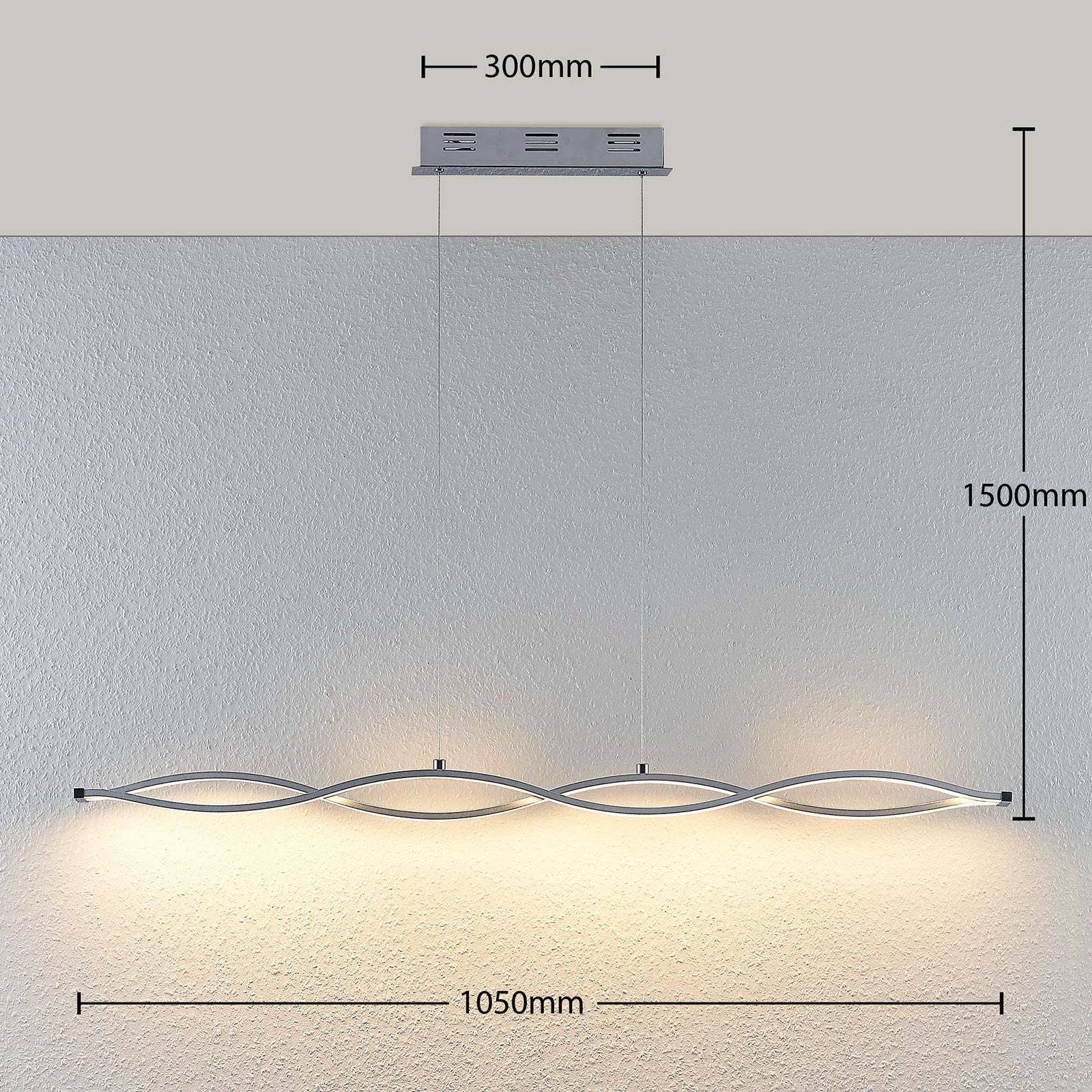 Lucande LED-Hängeleuchte Roan, dimmbar, LED-Leuchtmittel silber, weiß, inkl. Edelstahl, Aluminium, warmweiß, Modern, Acryl, chrom, verbaut, fest