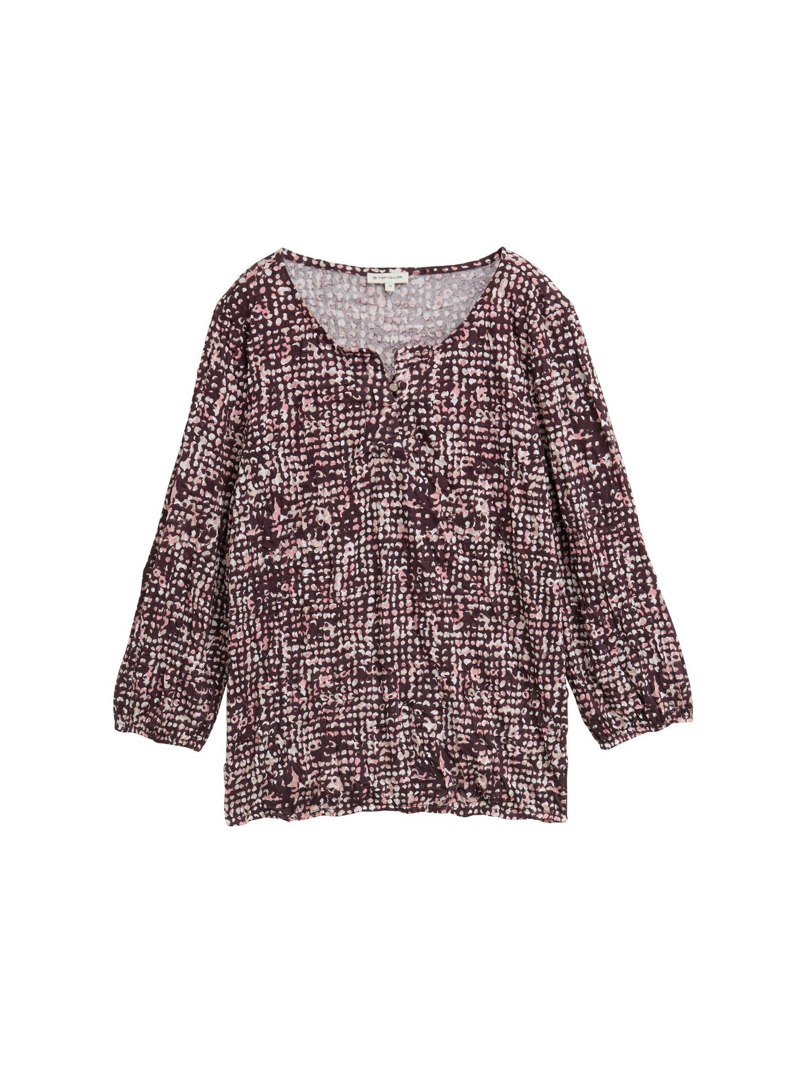 TOM TAILOR 3/4-Arm-Shirt T-Shirt Crinkle Blusenshirt mit Muster