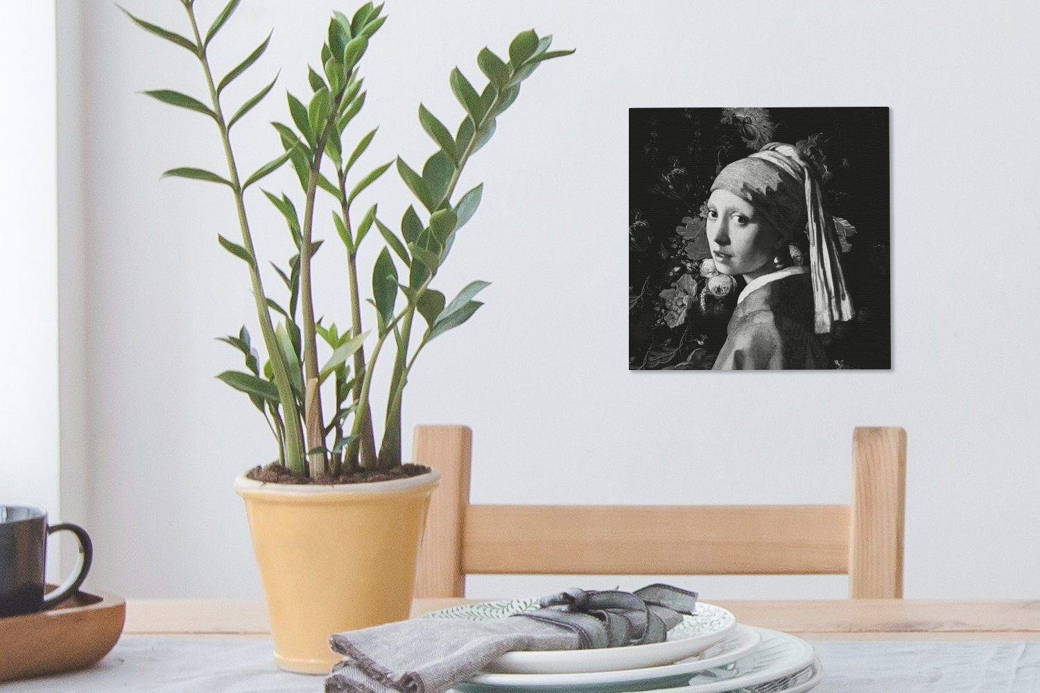 Mädchen Gemälde - Perlenohrring Das dem OneMillionCanvasses® mit - St), Bilder für Vermeer (1 Wohnzimmer Schlafzimmer bunt Schwarz und, Johannes Leinwand
