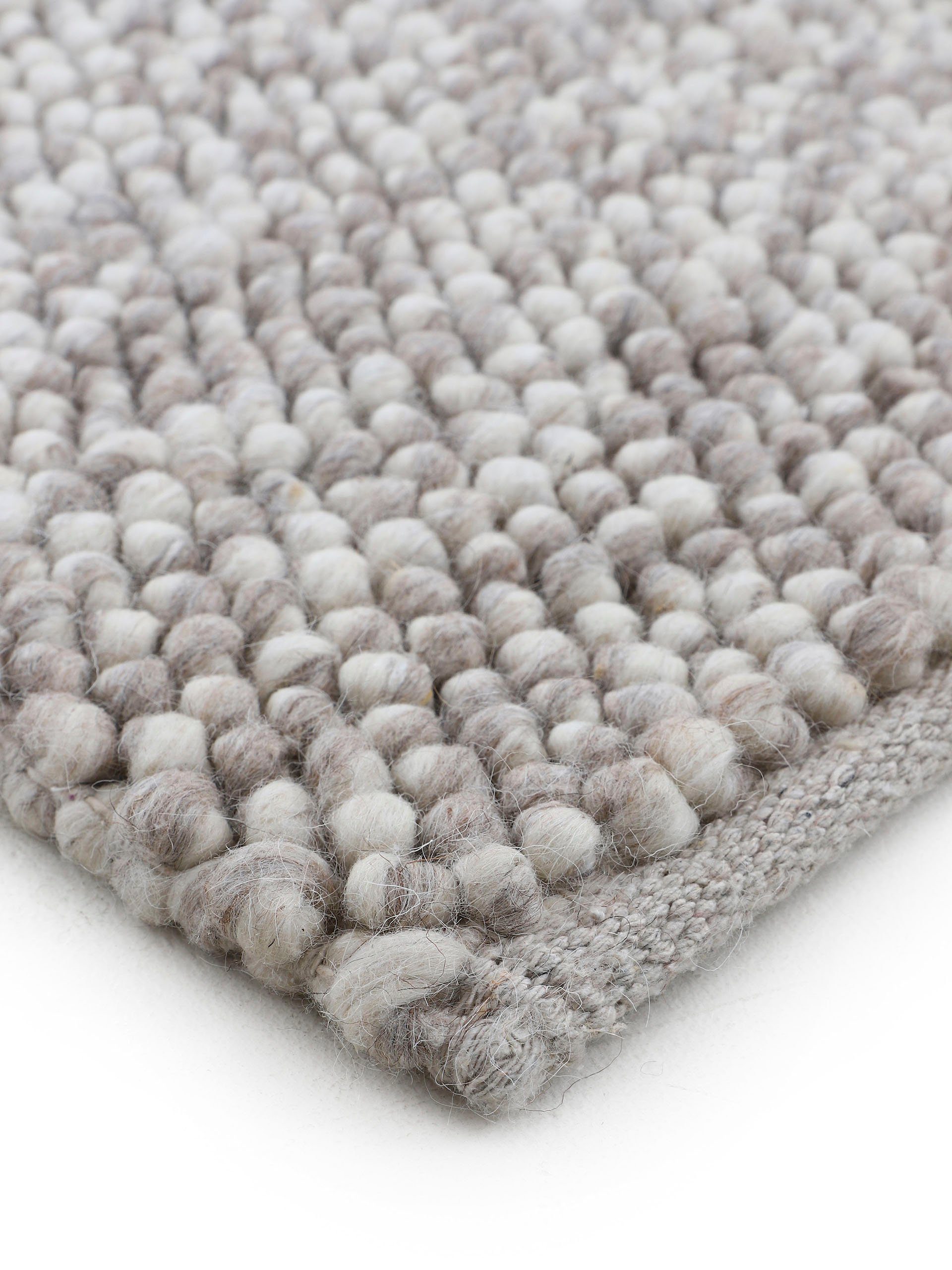 Teppich Wolle dunkelbeige Uni Calo, 70% Farben, carpetfine, mm, Teppich, Höhe: meliert, rechteckig, 16 Handweb handgewebt,