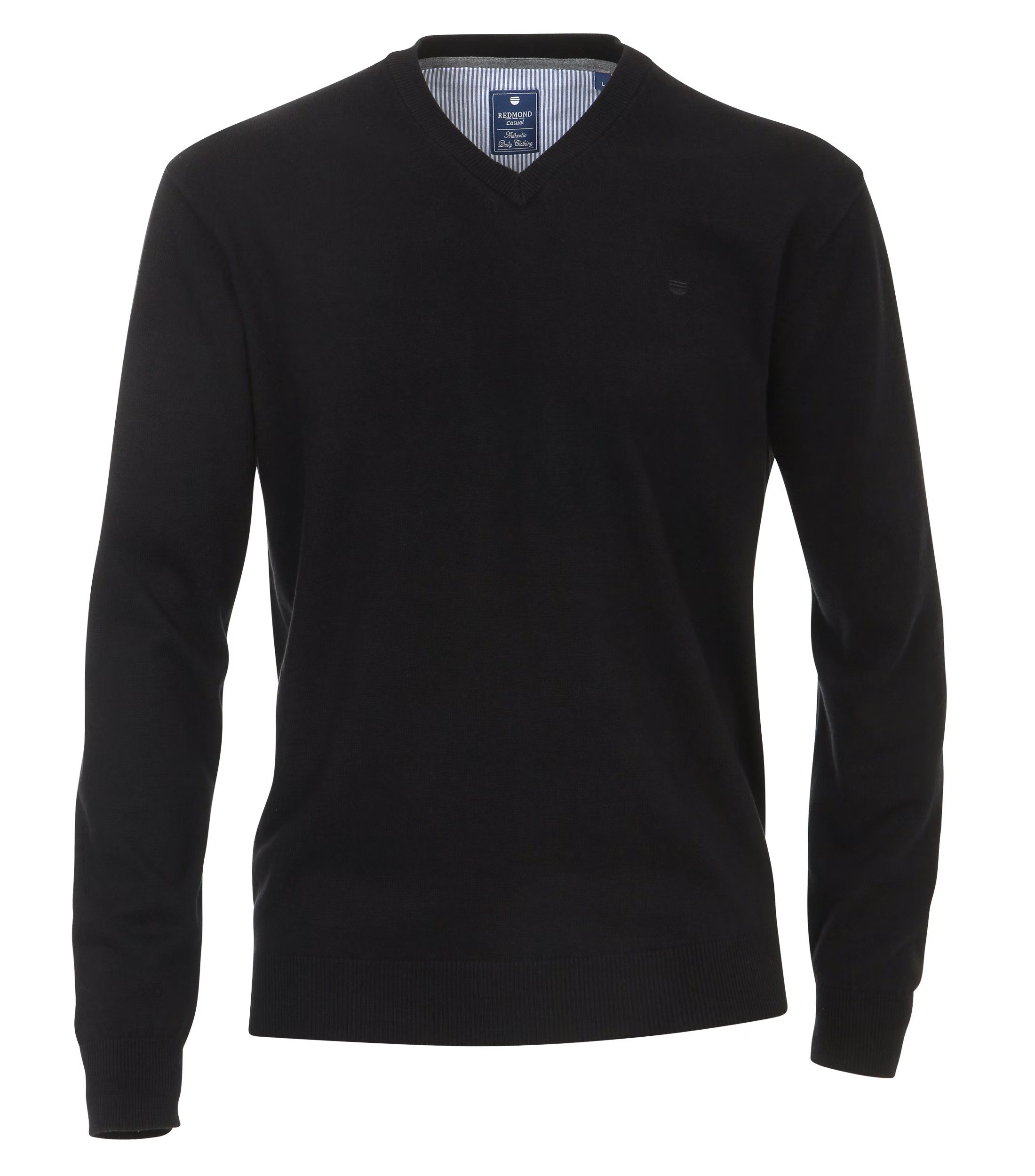 V-Ausschnitt-Pullover REDMOND Casual Herren Pullover Langarm V-Neck Comfort Schwarz