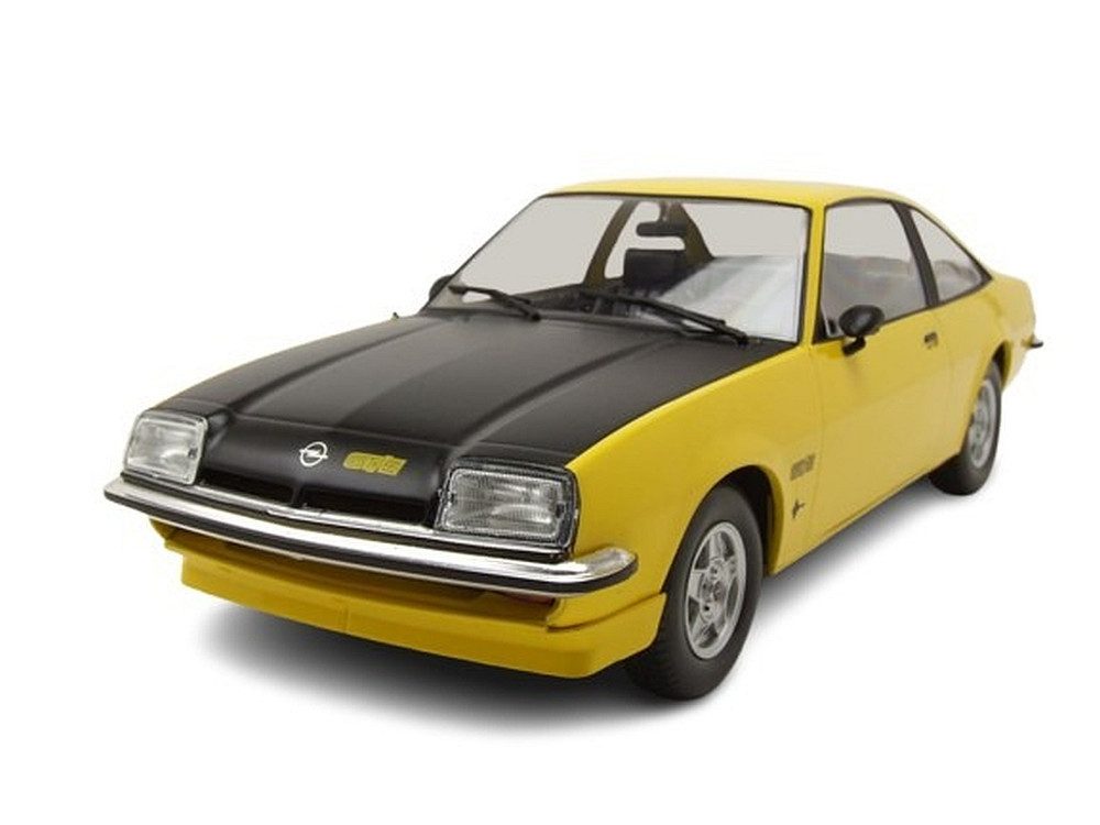 MCG Modellauto Opel Manta B GT/E 1975 gelb schwarz, Maßstab 1:18