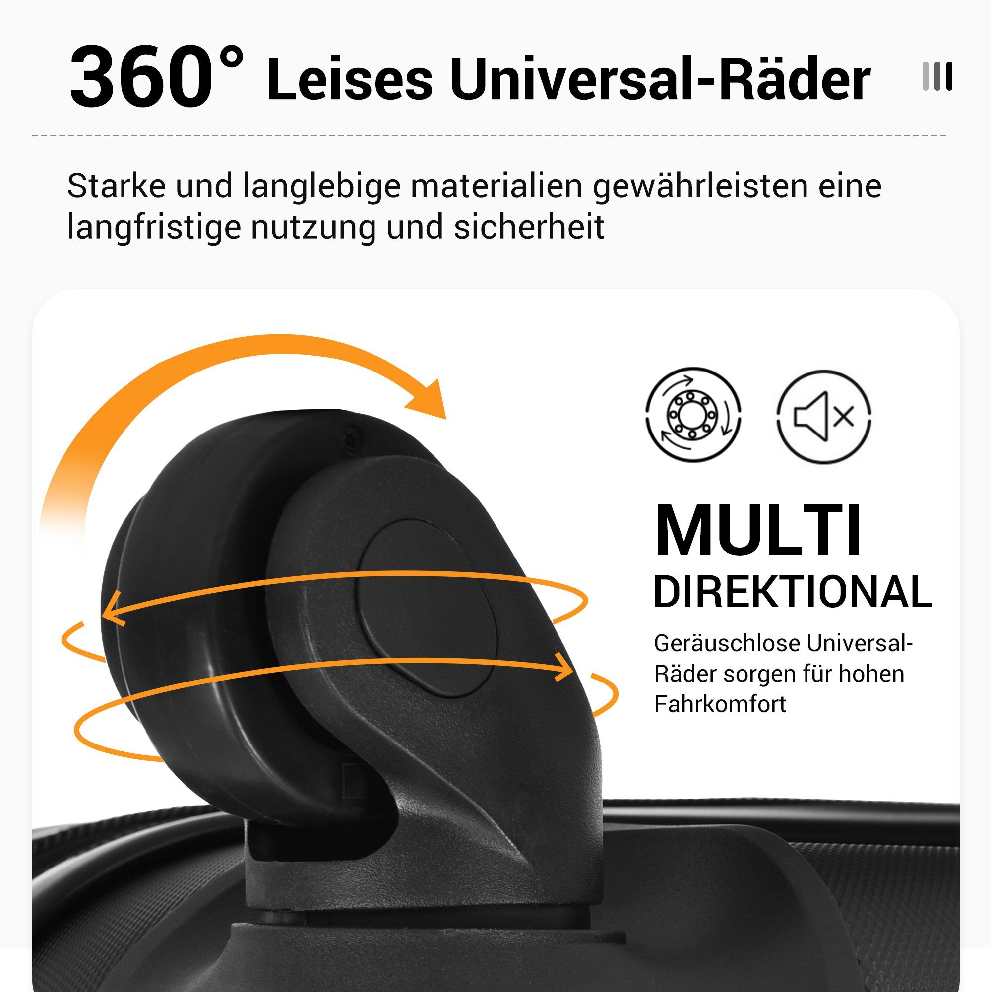 Koffer 360°-Lenkrollen Rollen, (3 4 Schwarz Zahlenschloss, und mit tlg), Sweiko M/L/XL Trolleyset,