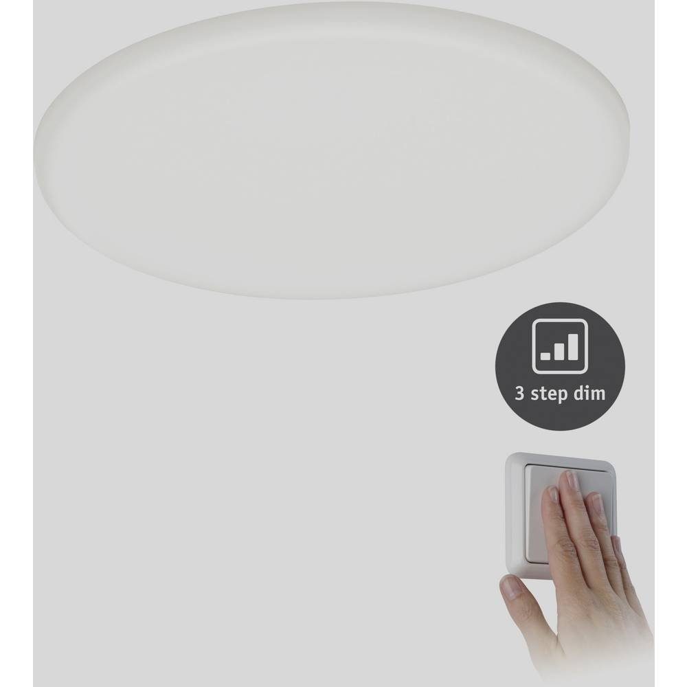 Paulmann LED Einbauleuchte Veluna VariFit IP44 3-Stufen-dimmbar rund 185 17,5W  4.000K Satin, LED fest integriert, Neutralweiß, LED Einbaupanel IP44  3-Stufen-dimmbar rund 185 17,5W 4.000K Satin, VariFit - flexibler Einbau  mit stufenlos verstellbaren