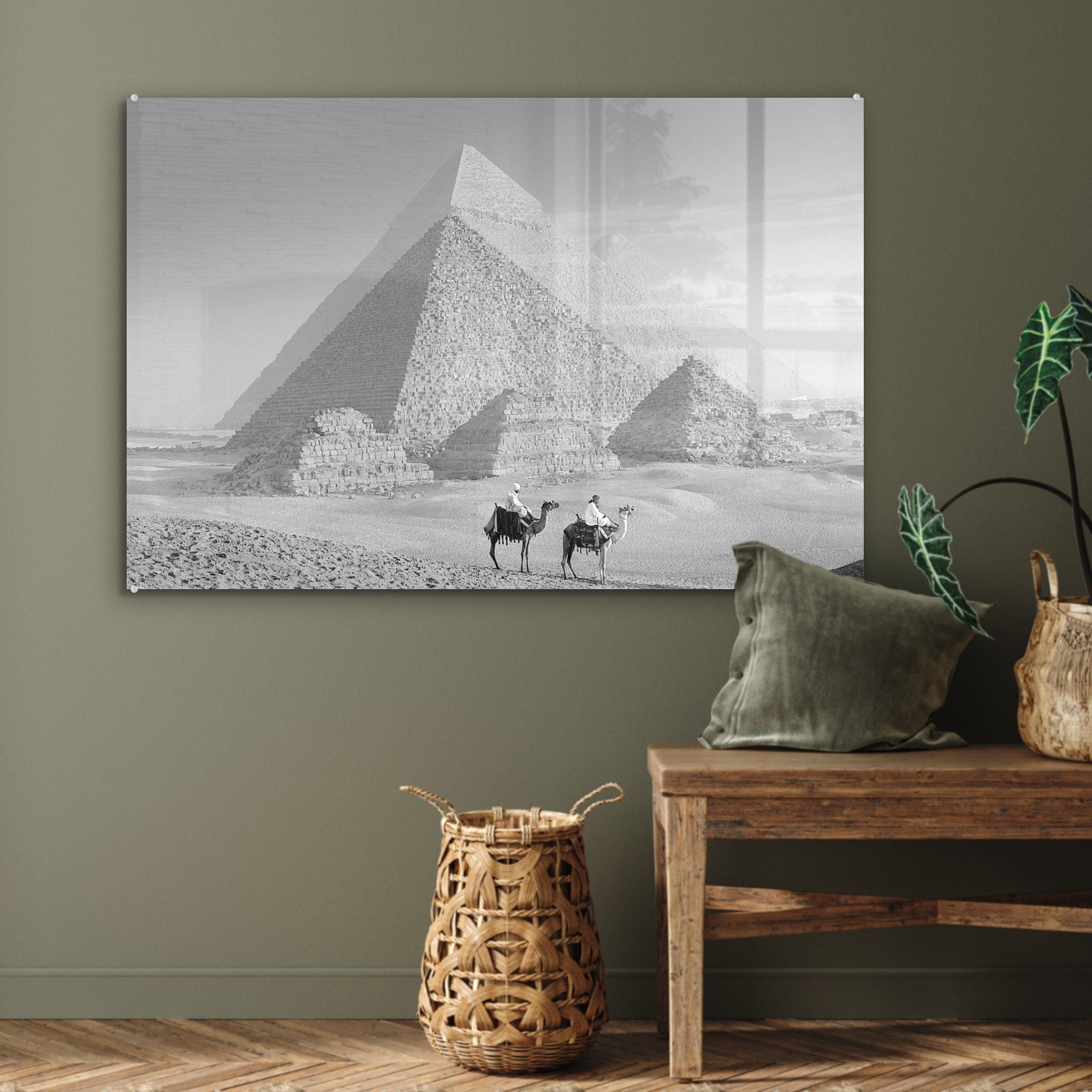 - Kamele Schlafzimmer weiß, Acrylglasbild Gizeh von (1 und St), Acrylglasbilder vor & MuchoWow Pyramiden Wohnzimmer schwarz den