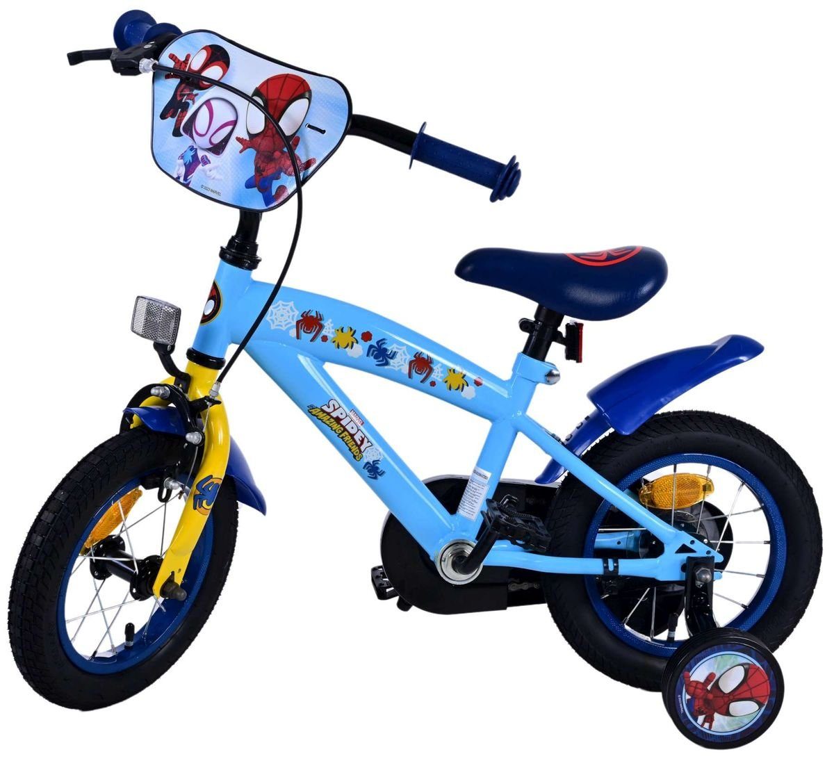 Volare Kinderfahrrad 12 Zoll Kinder Fahrrad Rad Marvel Spidey Amazing Friends 21290-SACB, 1 Gang, Rücktritt, Stützräder, Schutzbleche, Kettenschutz