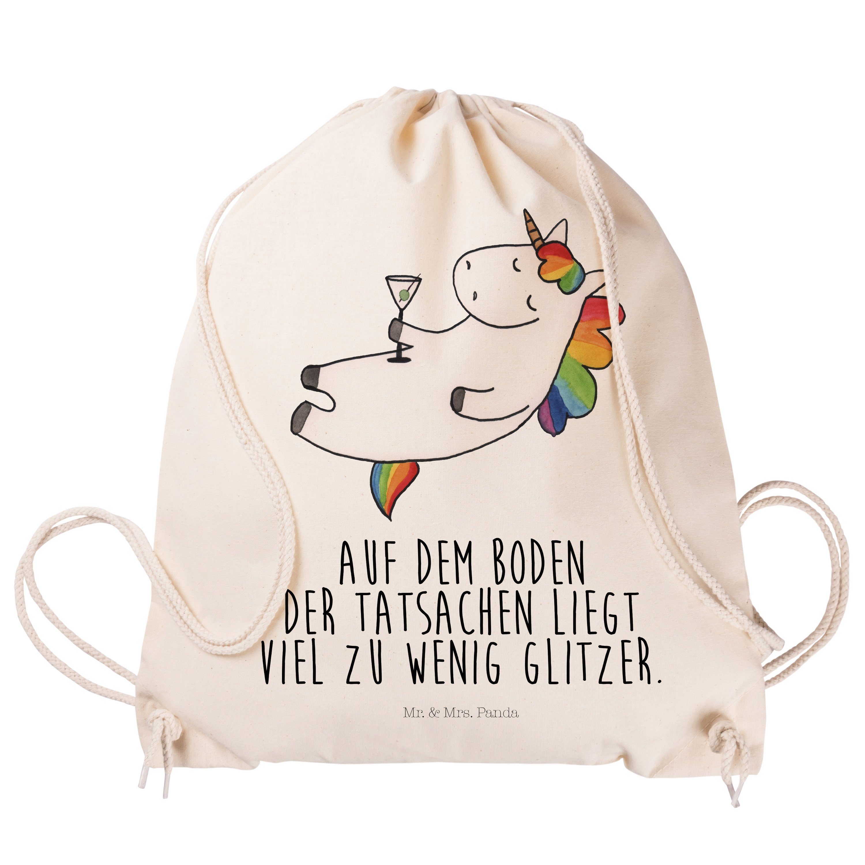 - (1-tlg) Panda Mr. Geschenk, Glitzer, Sporttasche - Transparent & Mrs. Tur Deko, Einhorn Cocktail Einhorn