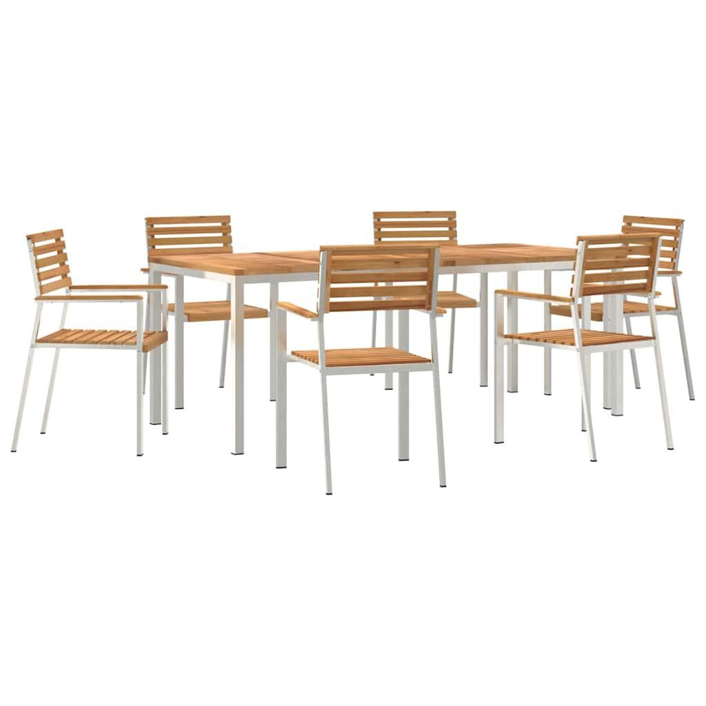 vidaXL Gartenlounge-Set Garten Essgruppe 7 pcs Braun Massivholz, (7-tlg)