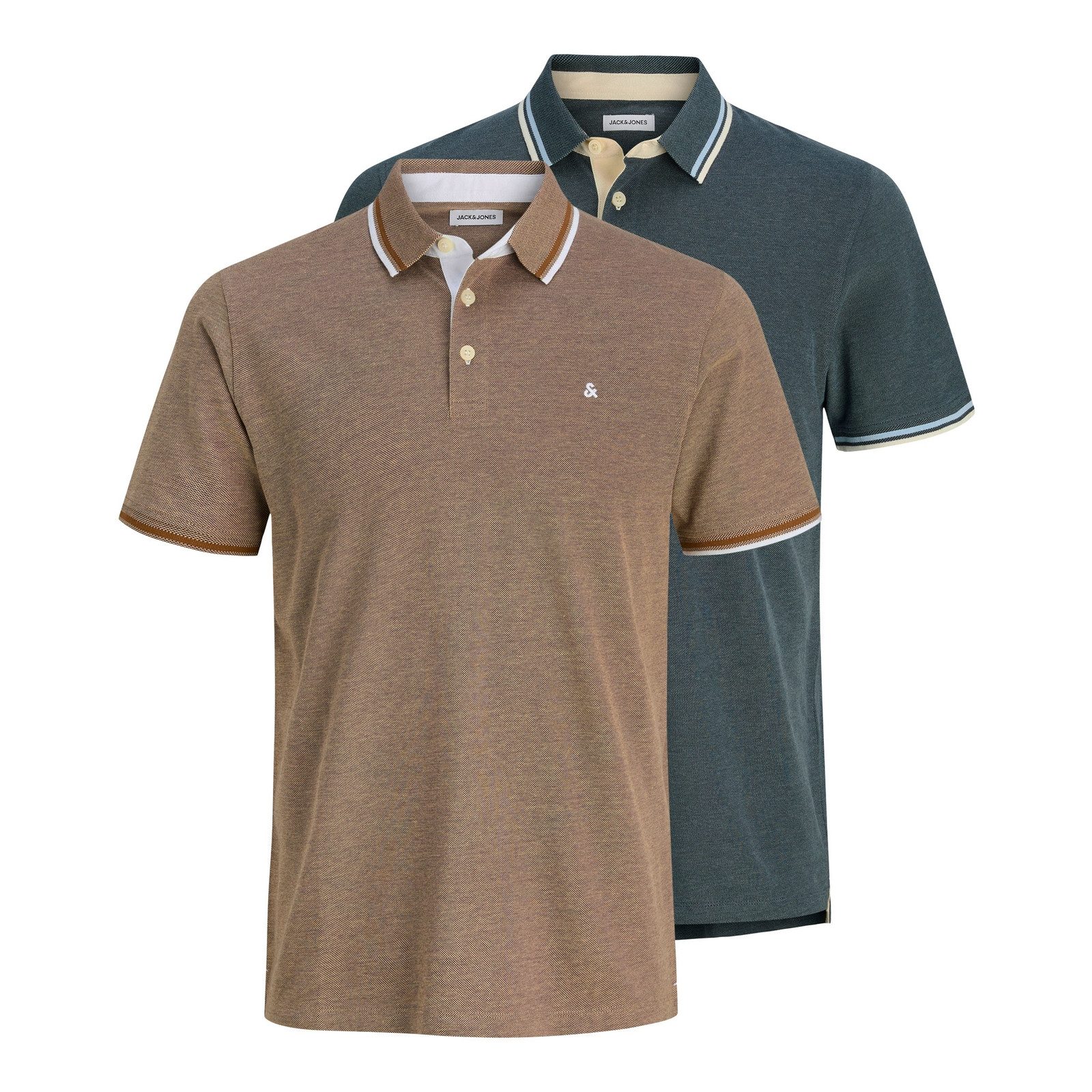 Jack & Jones Poloshirt JJE Paulos Polo SS 2Pk mit farblich abgesetzten Stre günstig online kaufen