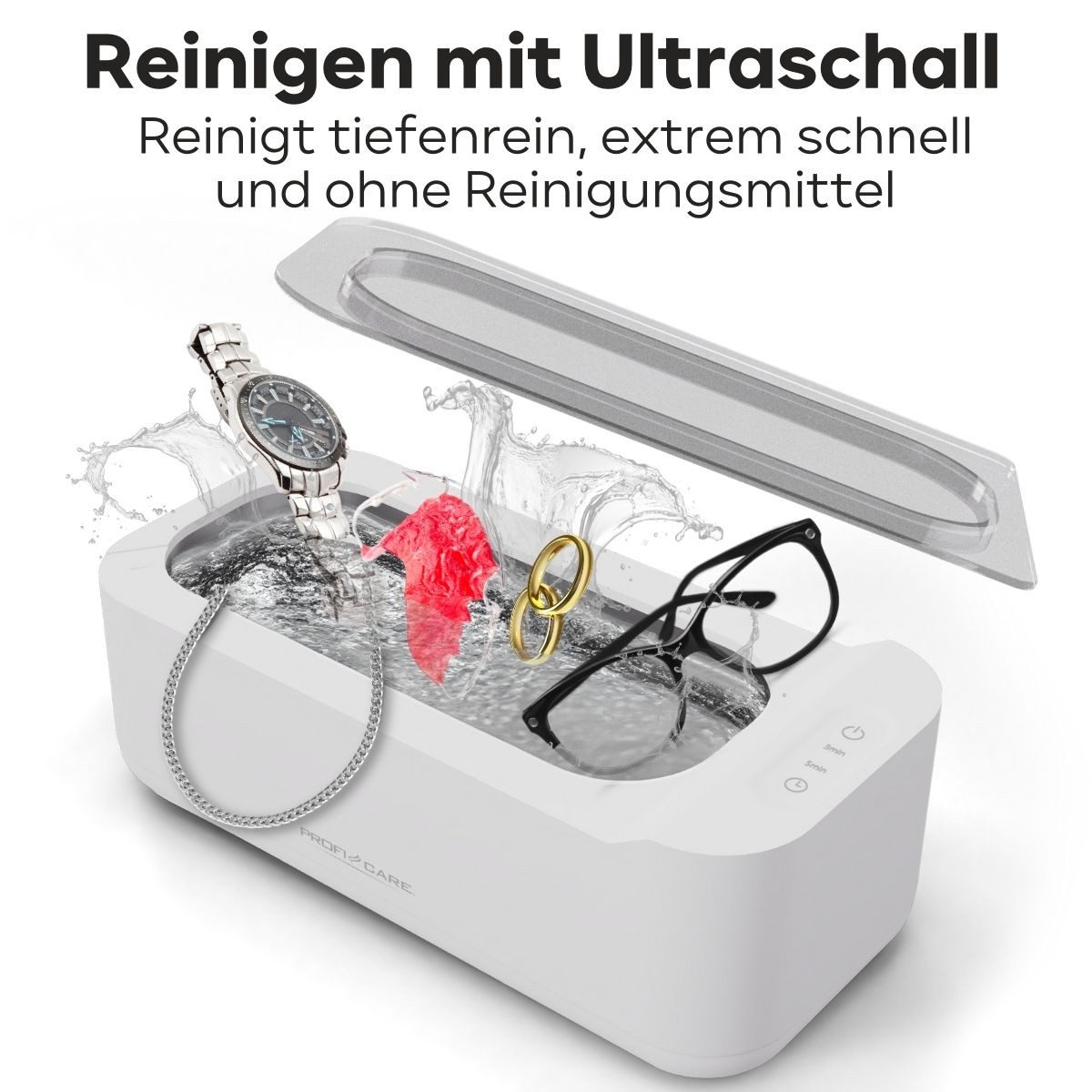 ProfiCare Ultraschallreiniger PC-USR 3120, mit 2 Stufen-Timer & hoher Reinigungsfrequenz
