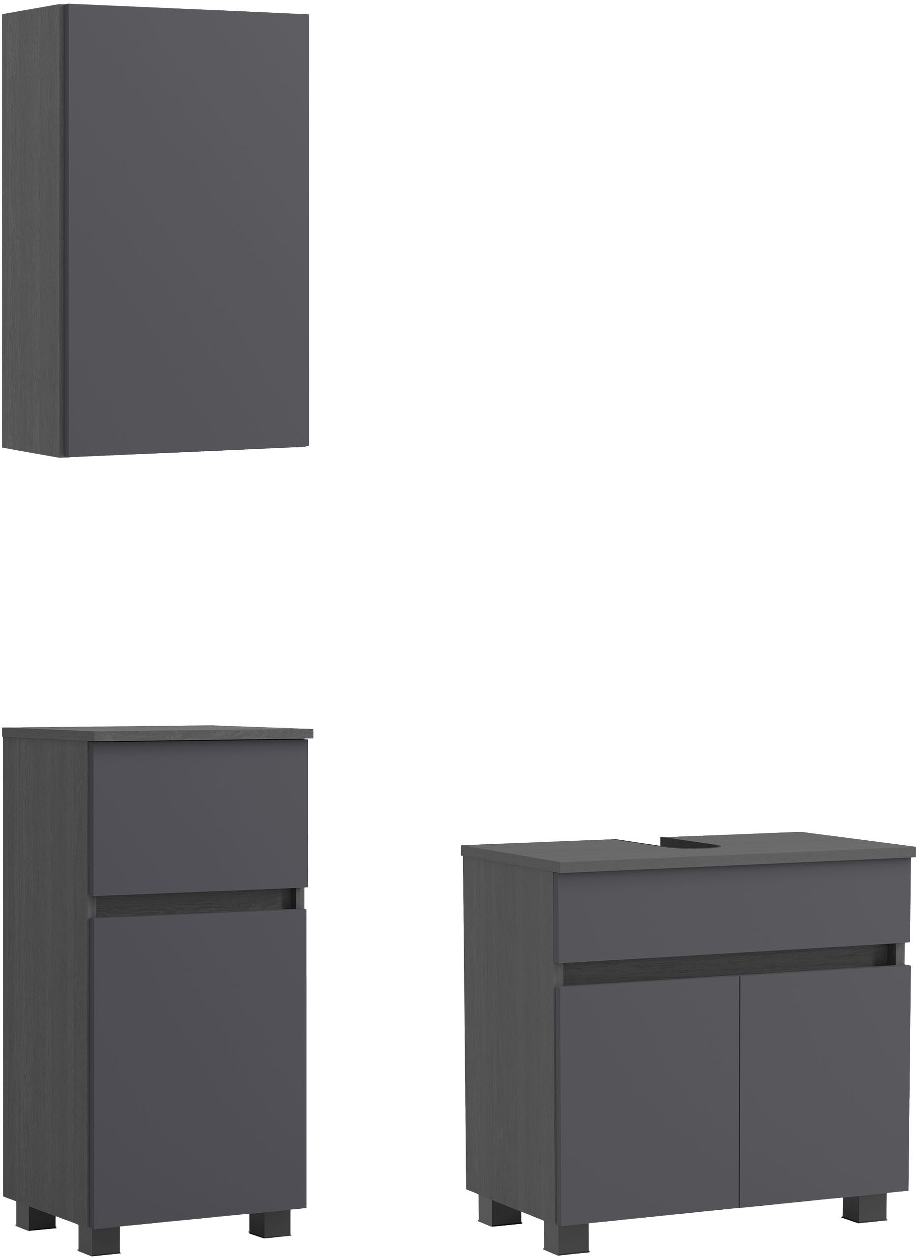 OTTO home Badmöbel-Set BOZEN, 3-tlg. Unterbecken-Set, (Badezimmerschrank, Badschrank, Stauraum, Badmöbel, Schrank), Umfangreicher Typenplan für viele Badlösungen, flexibel kombinierbar