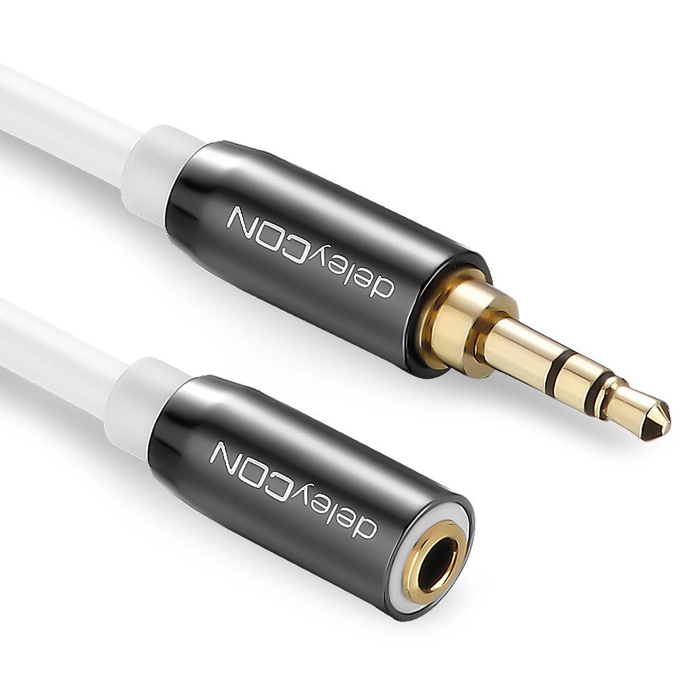 deleyCON deleyCON 3m Klinkenverlängerungskabel weiß 3,5mm Stecker zu Buchse Audio-Kabel – Bild 2 von 5