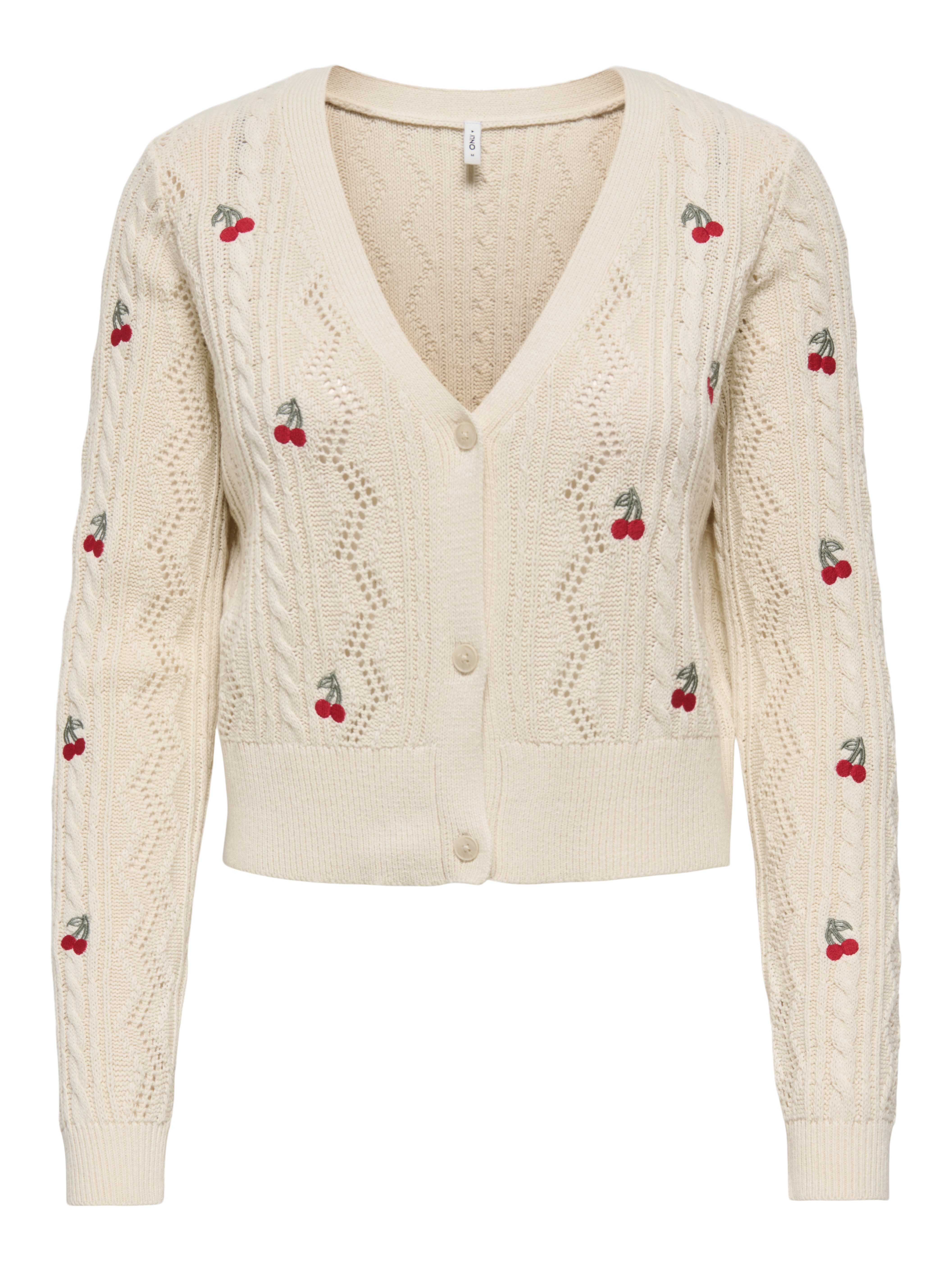 ONLY Strickjacke ONLBIRTIE LS EMB V-NECK CARDIGAN KNT mit Stickerei