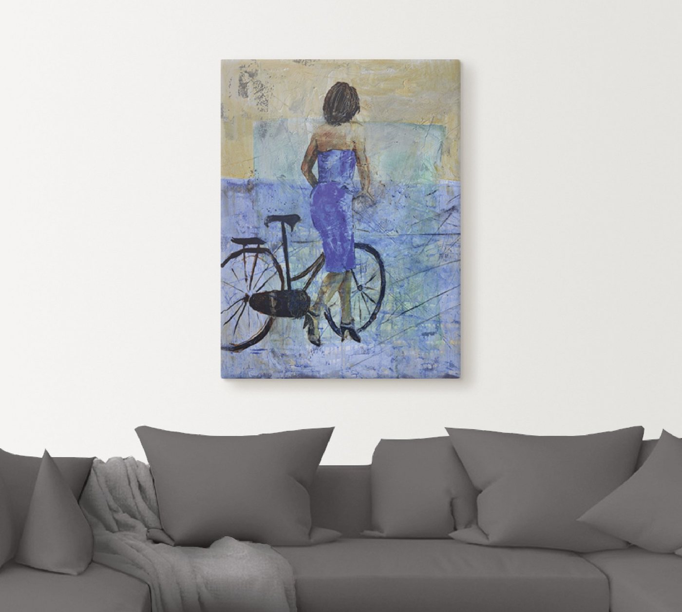 Artland Wandbild »Ein Mädchen mit einem Fahrrad«, Frau (1 Stück), in vielen Größen & Produktarten - Alubild / Outdoorbild für den Außenbereich, Leinwandbild, Poster, Wandaufkleber / Wandtattoo auch für Badezimmer geeignet-HomeTrends