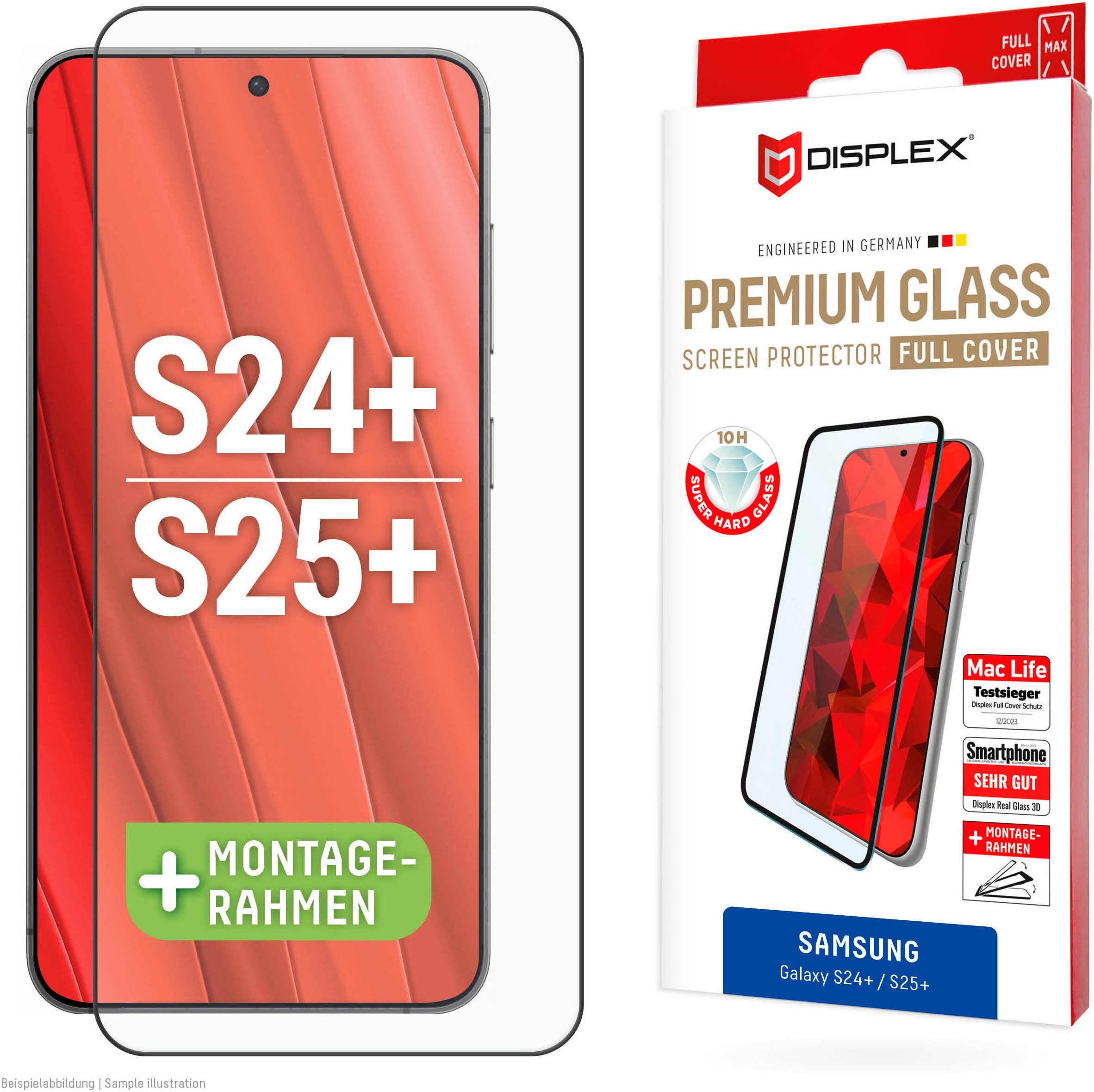 Displex Displayschutzglas Real Glass FC für Samsung Galaxy S24+, Samsung Galaxy S25+, Displayschutzfolie Displayschutz kratzer-resistent 10H splitterfest
