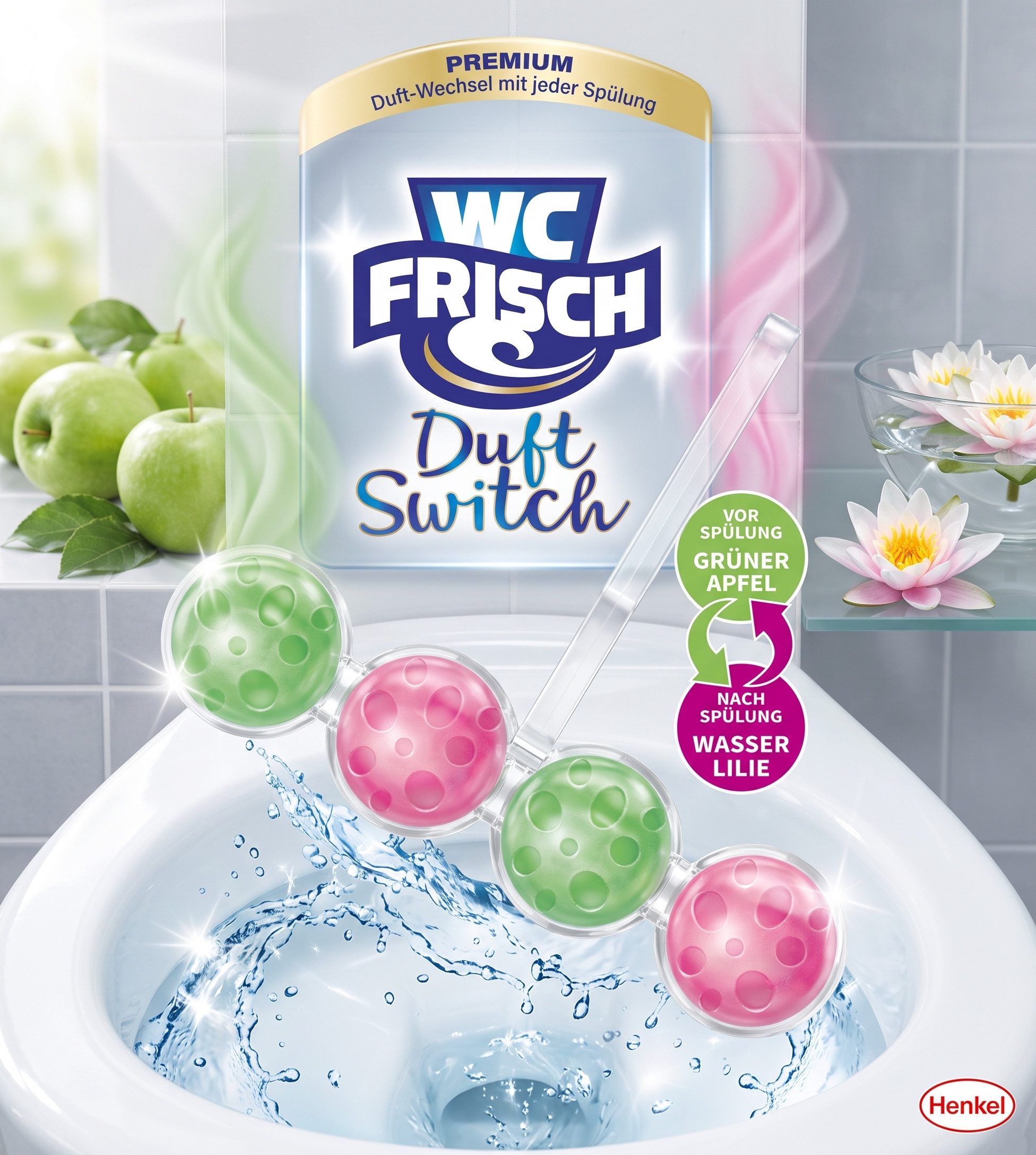 WC Frisch WC Frisch Premium Duftspüler – Grüner Apfel + Wasser Lilie, 1 Stück WC-Reiniger