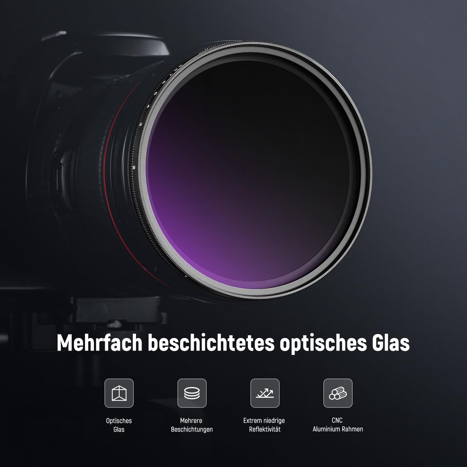 Neewer NW SERIES A 67mm ND2-400 (1-9 Stufen) Variabler ND Filter Graufilter (mit Objektivdeckel Trageband, mehrschichtiges optisches Glas) – Bild 4 von 5
