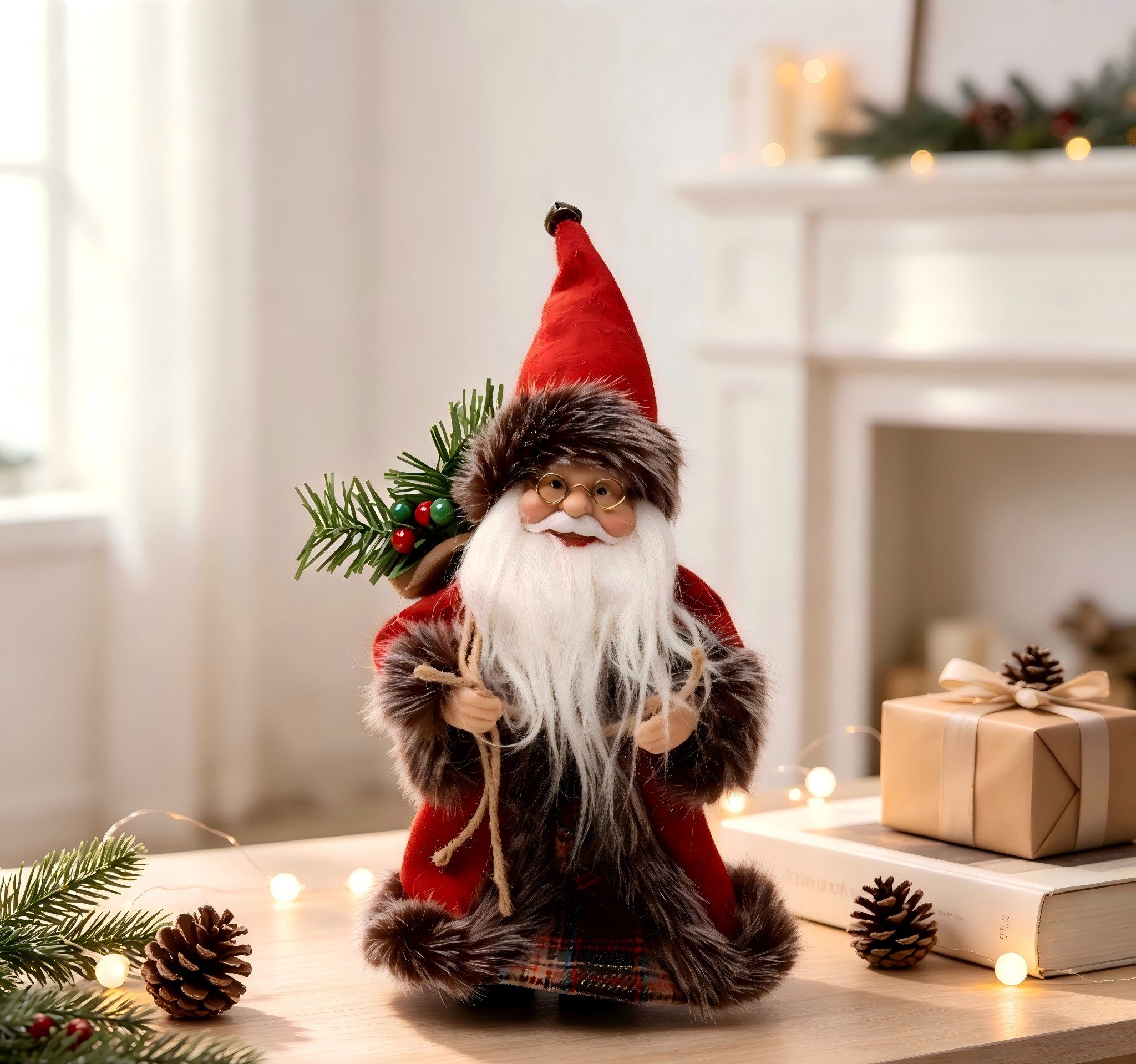 OTTO home Weihnachtsmann Dekoration für Weihnachten, klassisch -traditionell oder skandi-grau, mit Sack und Geschenken, jeweils in 2 Größen: ca. 25 oder 45 cm hoch