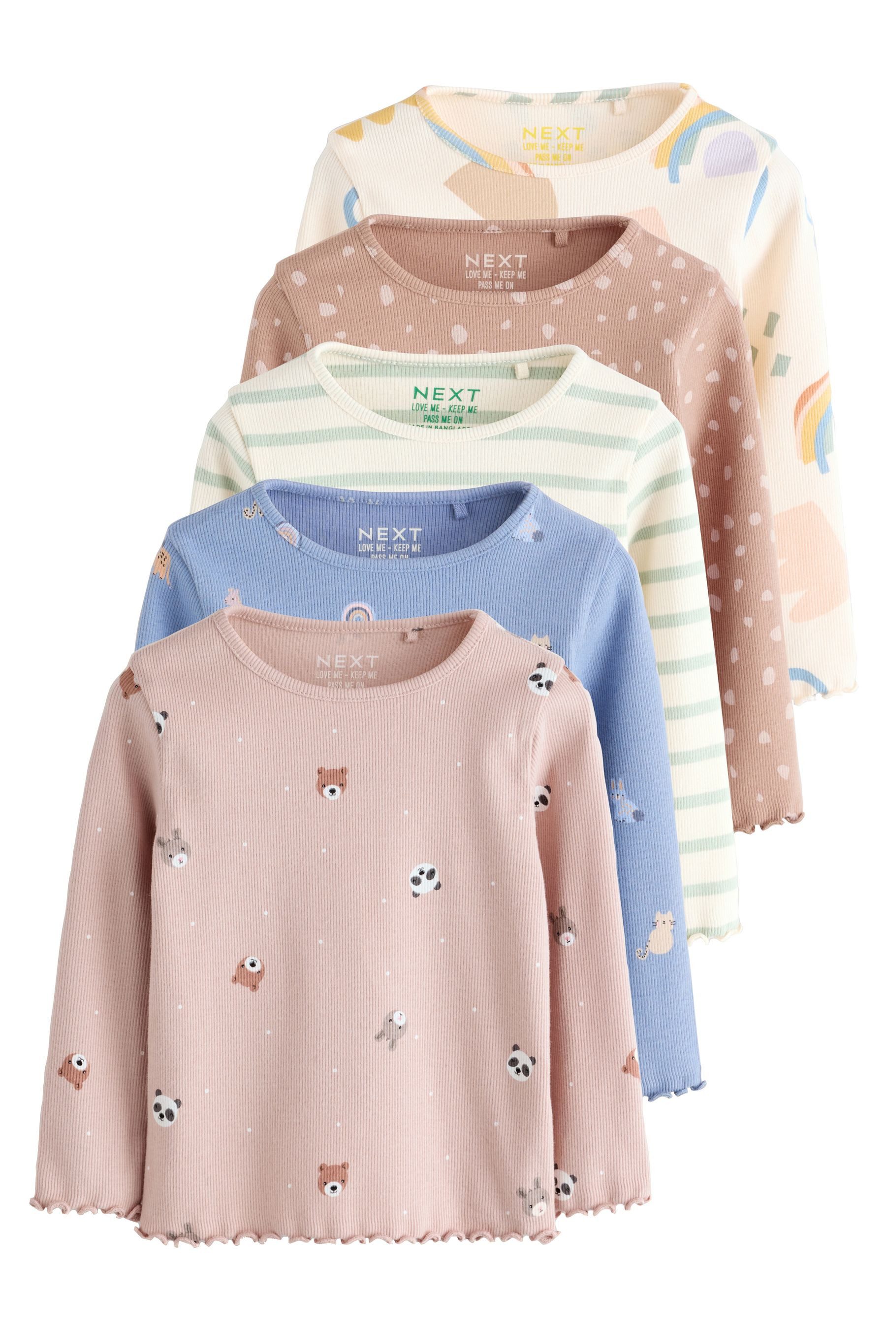 Next Langarmshirt Gerippte Langarmoberteile im 5er-Pack günstig online kaufen