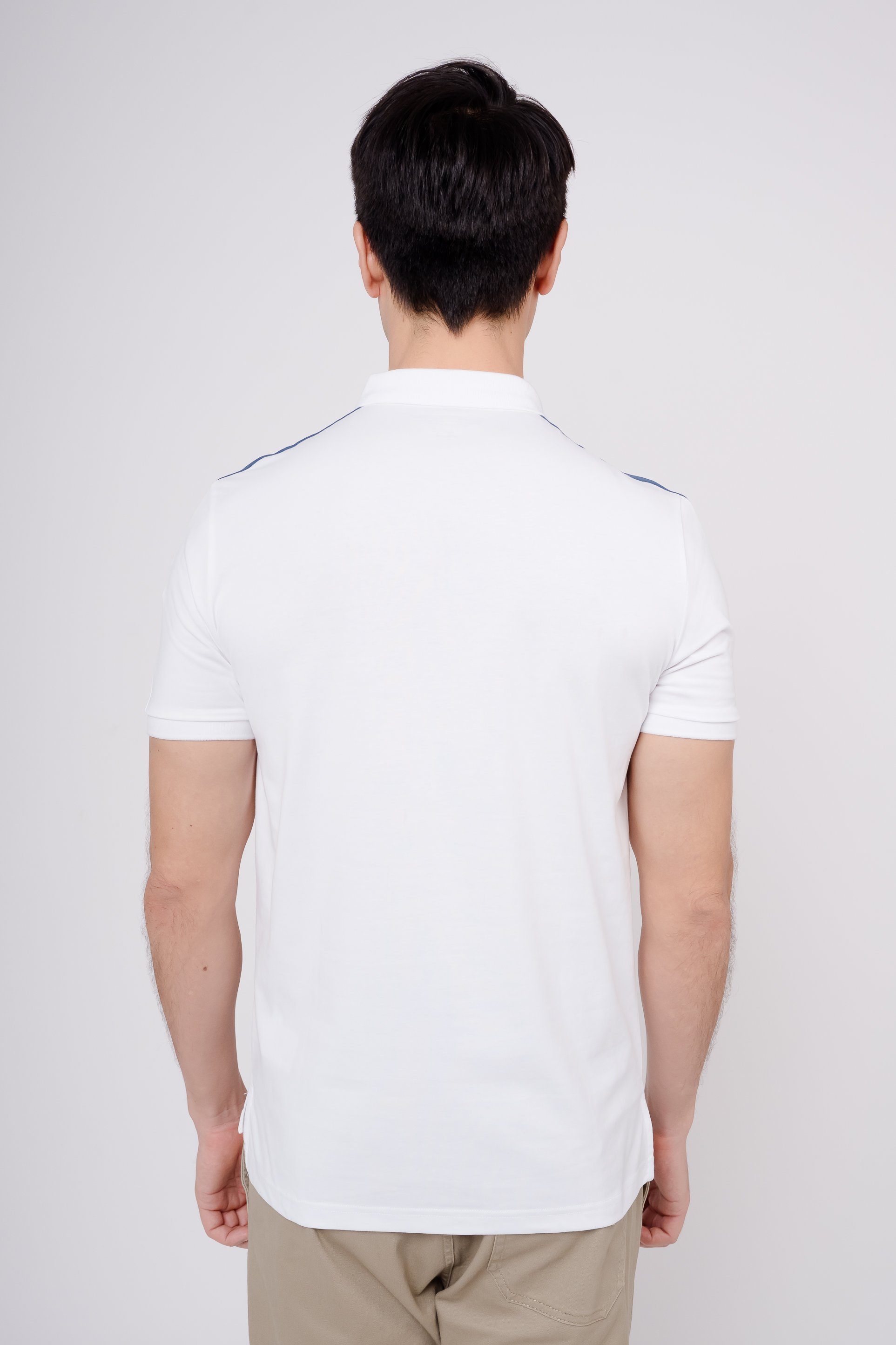 mit weiß-blau Poloshirt Quick-Dry-Technologie GIORDANO Sorona