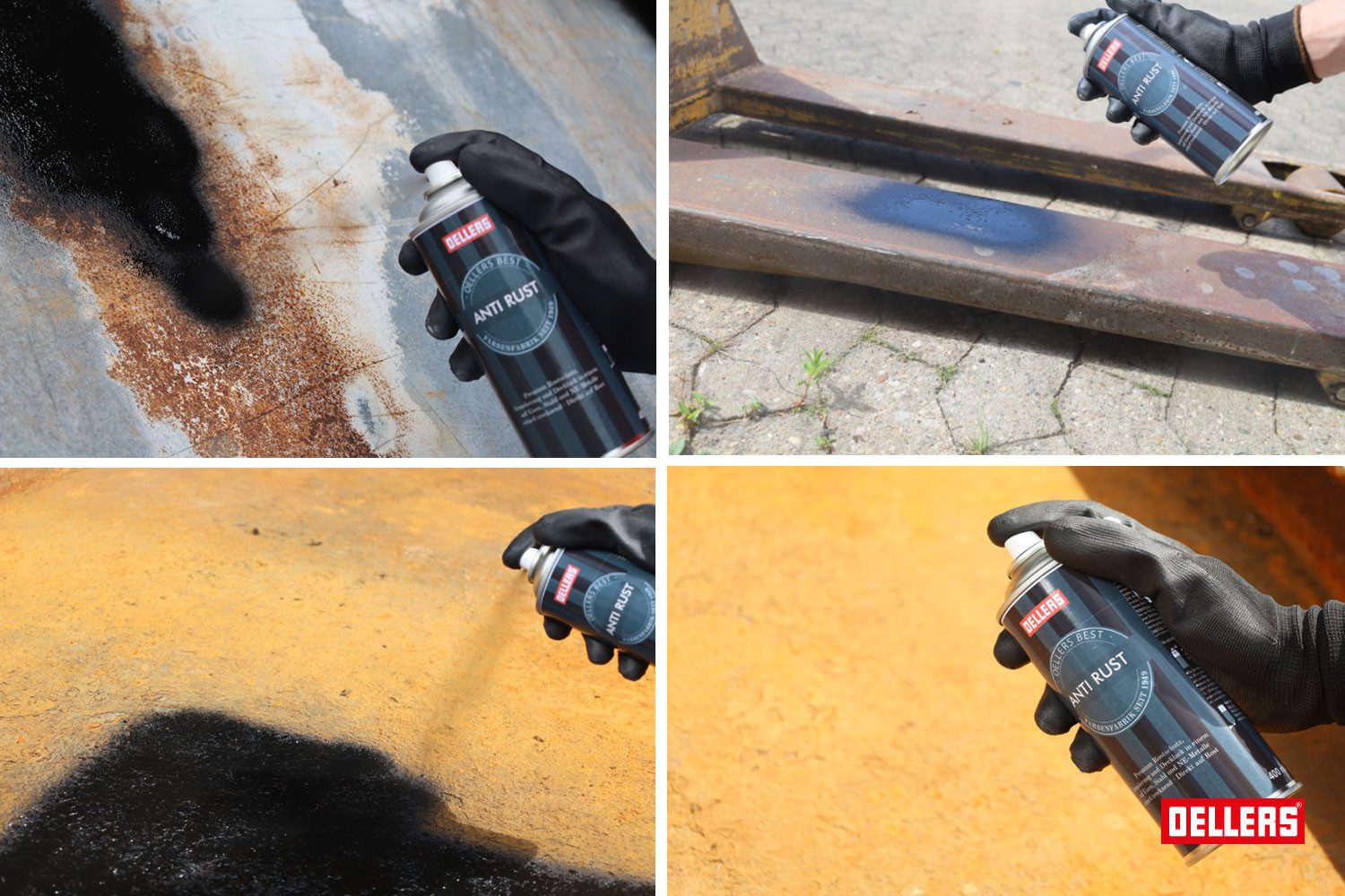 OELLERS Sprühlack Anti-Rust, robuster Metallschutzlack,3 in 1, Rostschutz, Grundierung und Decklack