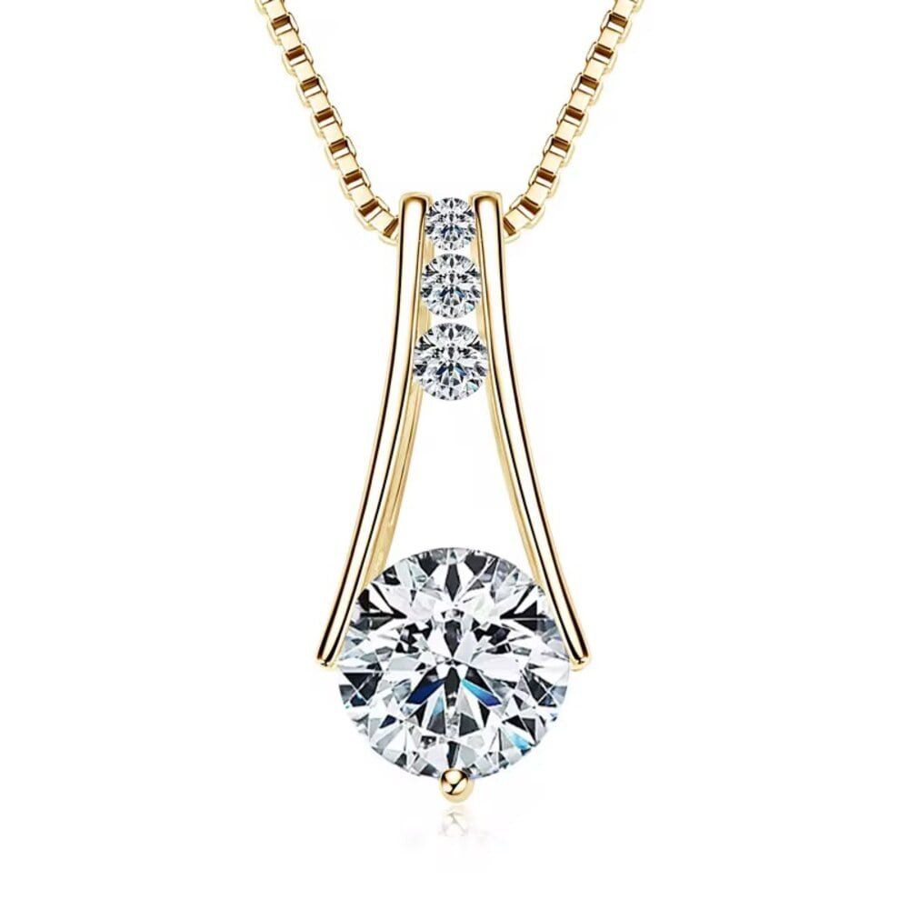 ROUGEMONT Kette mit Anhänger Extravagante Moissanit Damen Halskette 1,0ct 925 Sterling Silber Gold, Echtschmuck mit Echtheitszertifikat