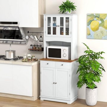KOMFOTTEU Küchenbuffet Küchenschrank mit 2 Schubladen und Türen, 68 x 40 x 170 cm